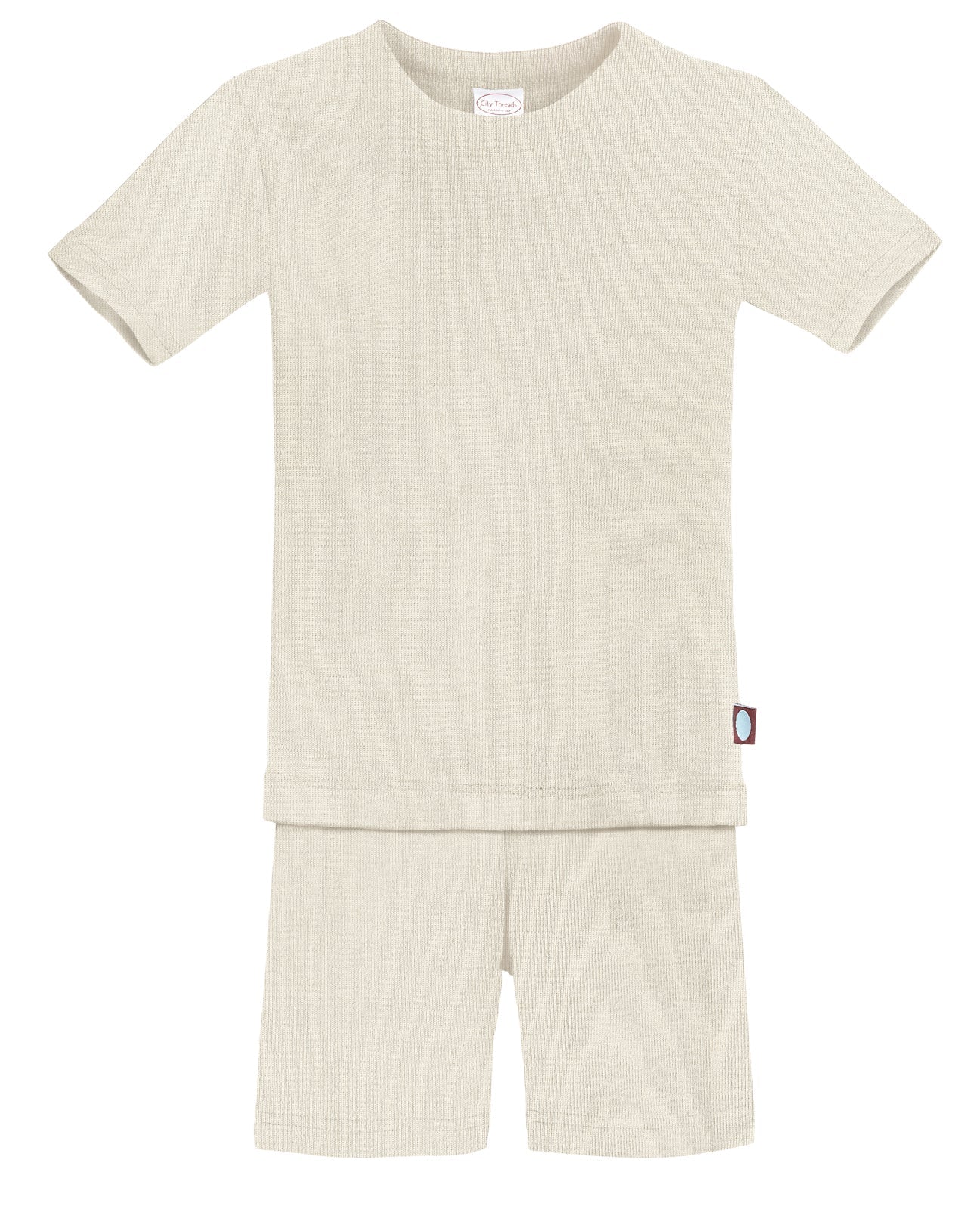 Boys and Girls Soft Organic Cotton Short Sleeve Snug Fit Pajama Set | Oatmeal - Drispect