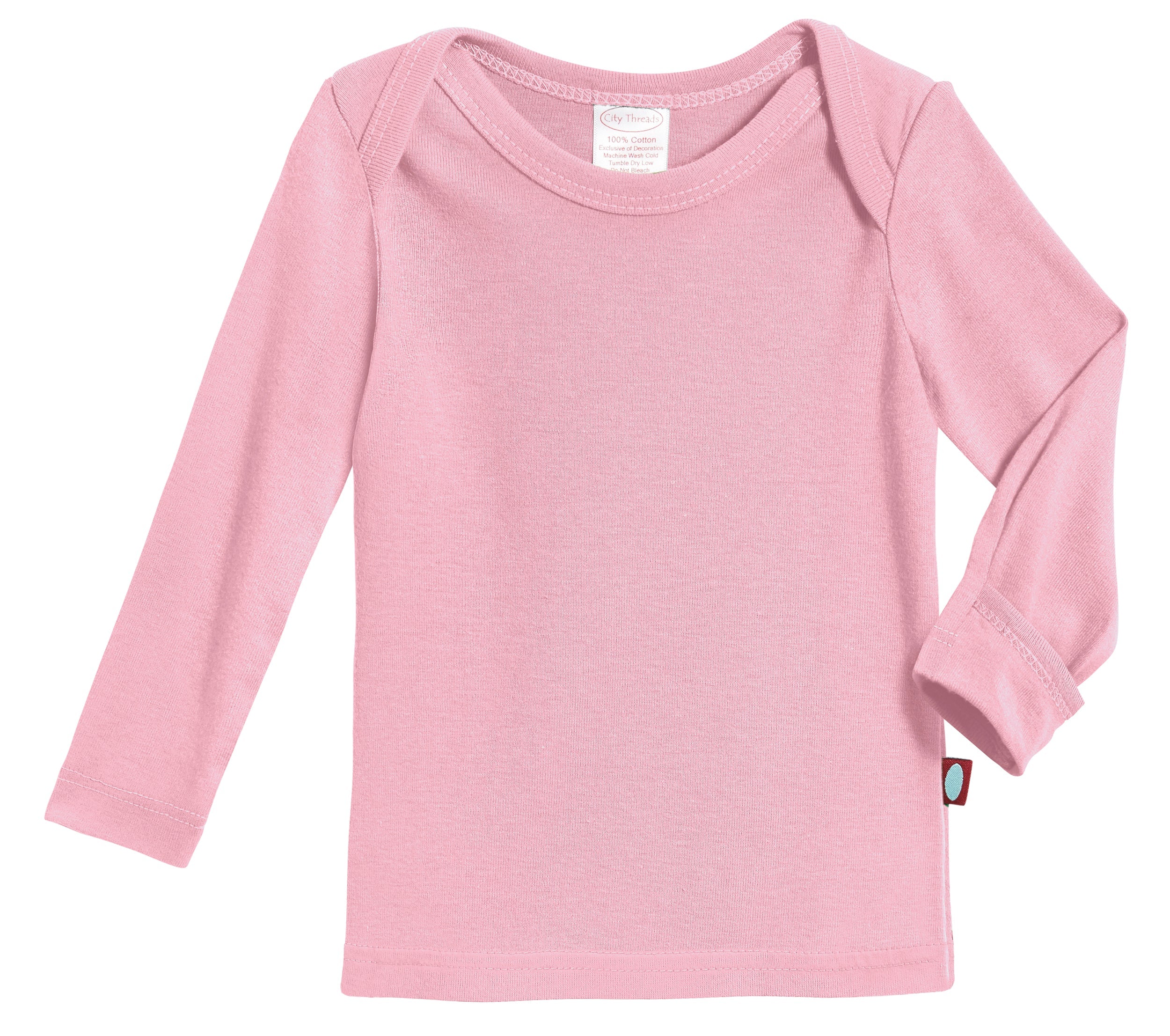 Super-Soft Organic Cotton Baby Rib Long Sleeve Lap Tee| Bright Light Pink - Drispect