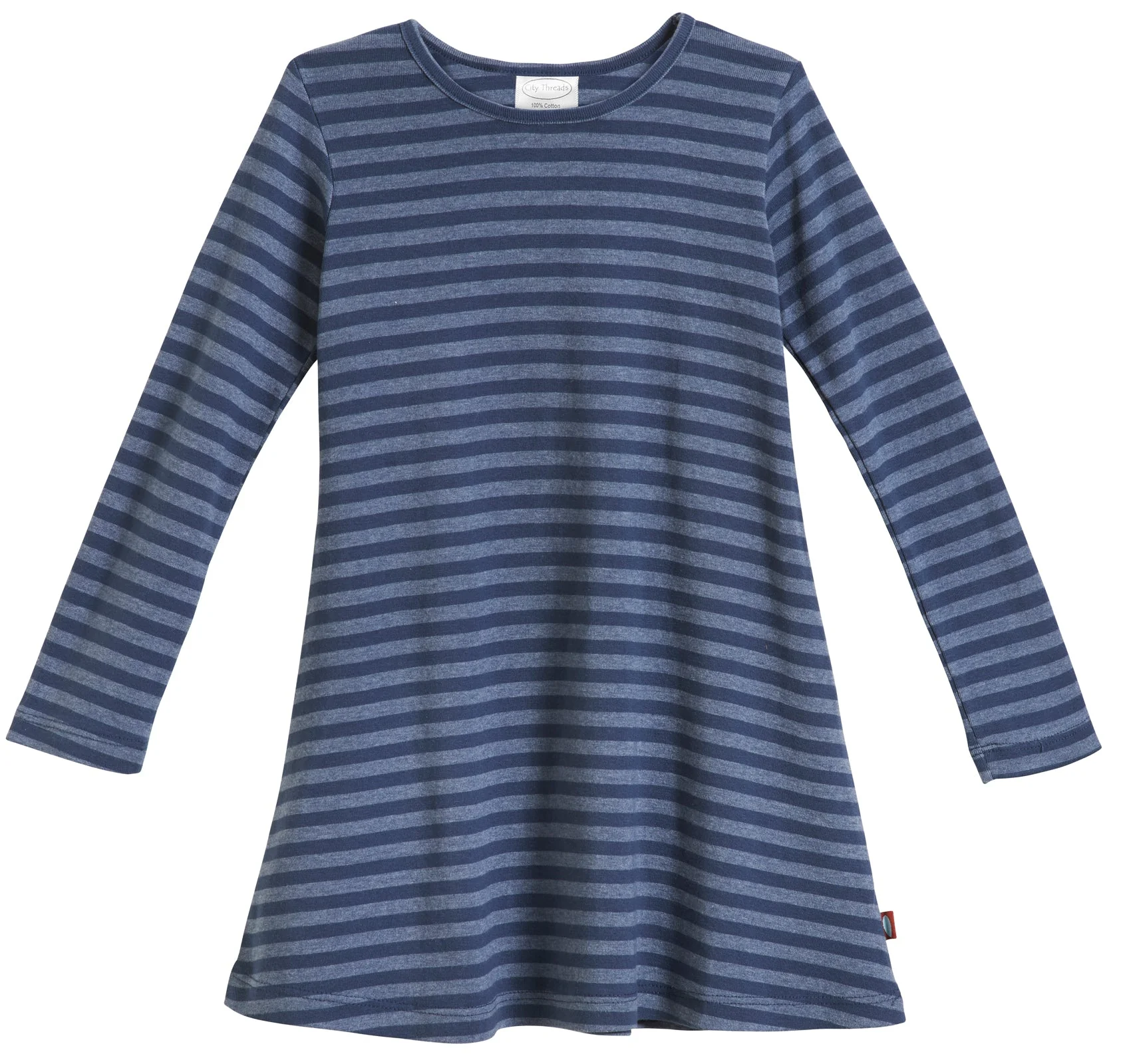 Girls Striped Long Sleeve Dress-Seconds| Damage - Midnight - Drispect