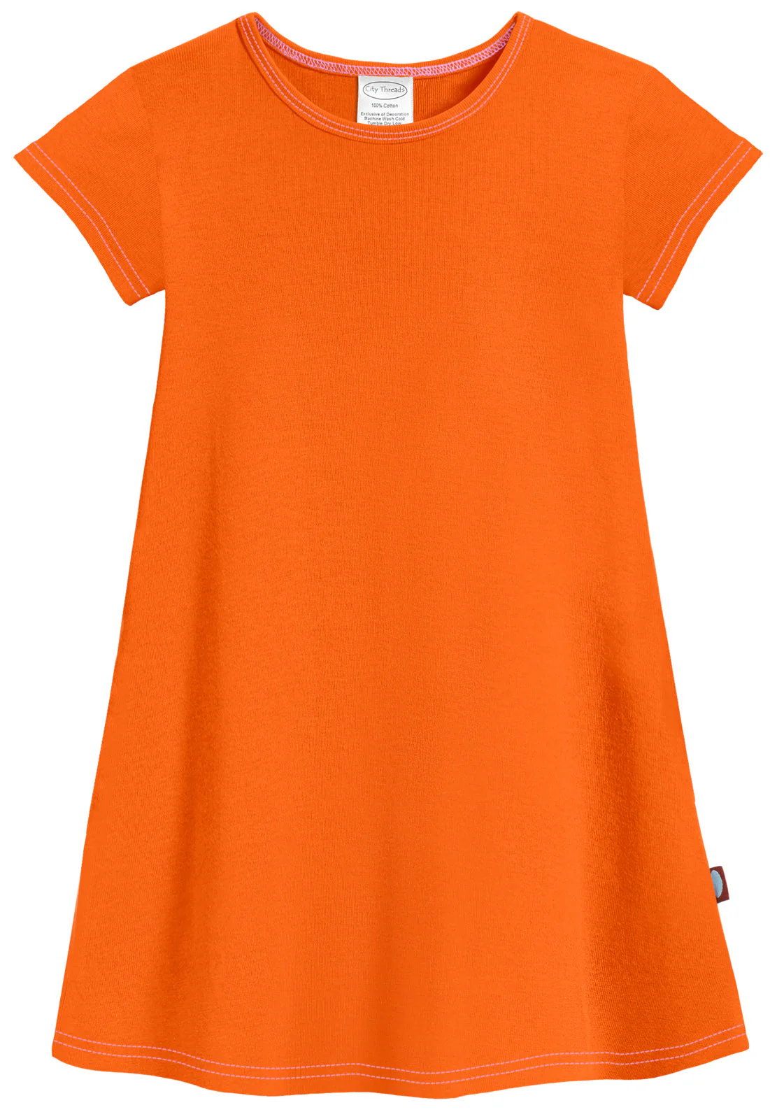 Girls Soft Cotton Jersey Cap Sleeve Dress | Orange - Drispect