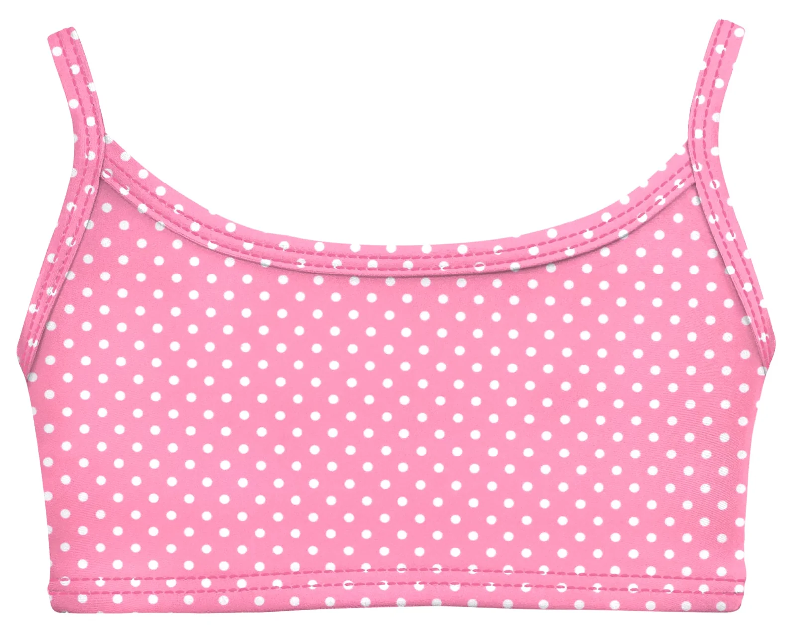 Girls UPF 50+ Printed Bikini Swim Top  | Pink w- White Polka Dot - Drispect
