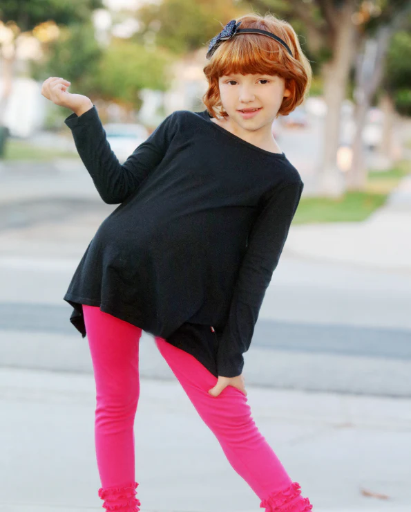 Girls Soft Cotton Jersey Long Sleeve Shark Bite Tunic | Turquoise - Drispect