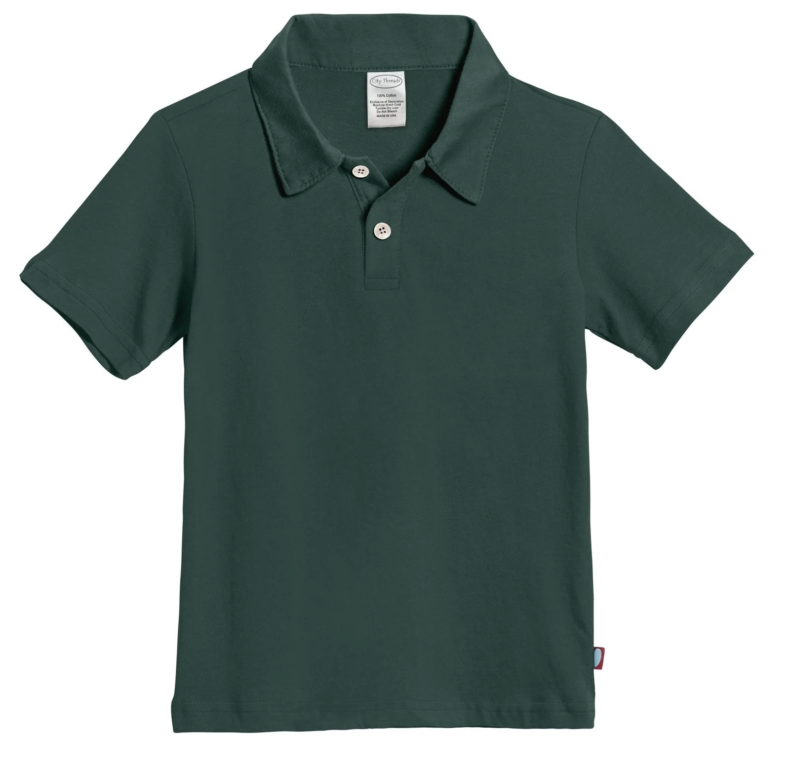 Boys Soft Cotton Jersey 2-Button Short Sleeve Polo Shirt | Uniform Hunter Green - Drispect