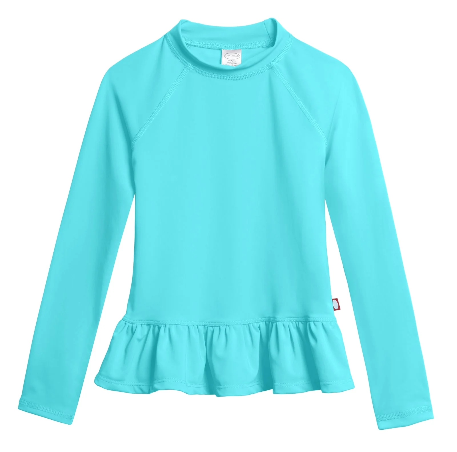 Girls UPF 50+ Peplum Long Sleeve Rashguard | Turquoise - Drispect