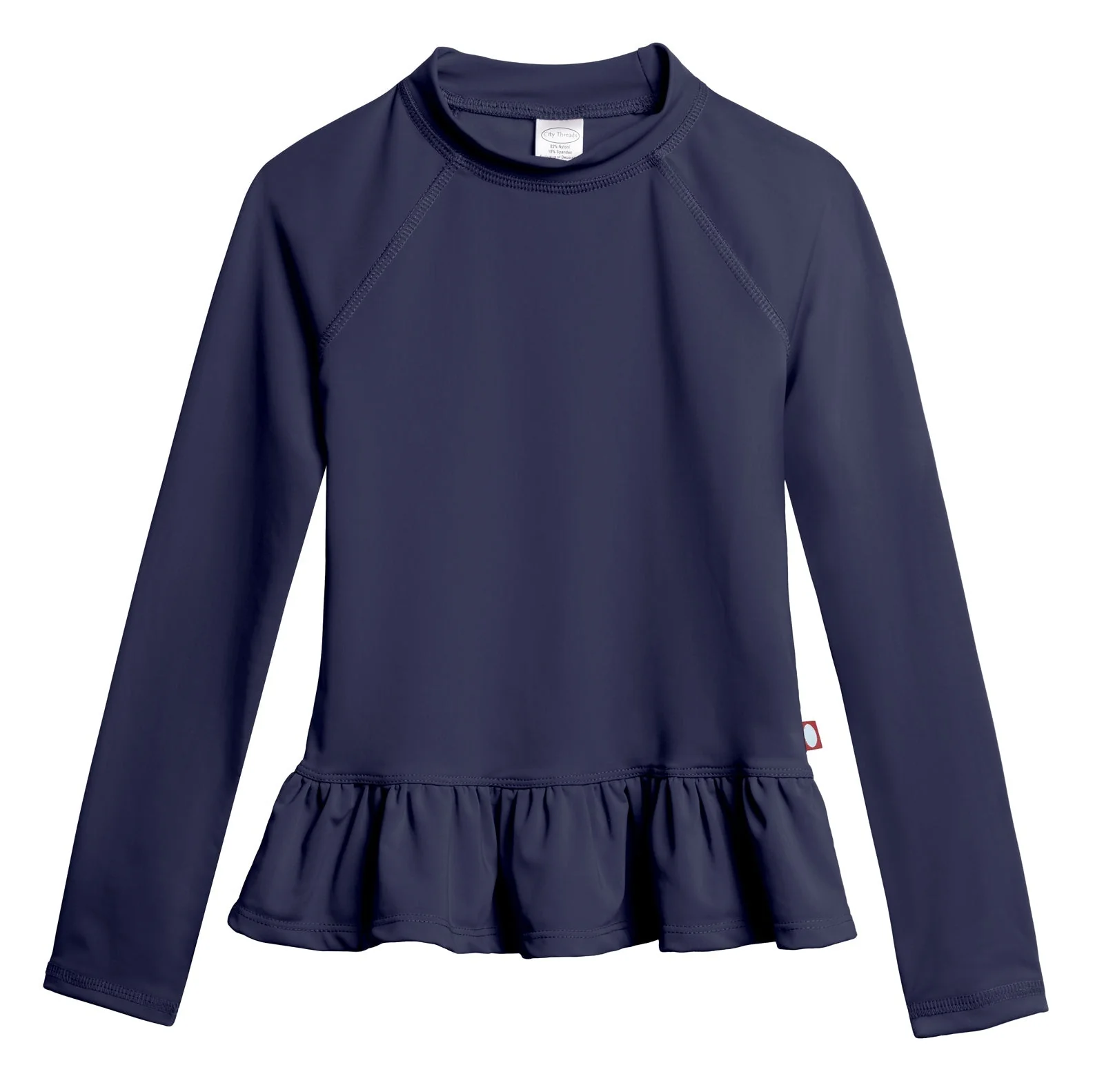 Girls UPF 50+ Peplum Long Sleeve Rashguard | Navy - Drispect