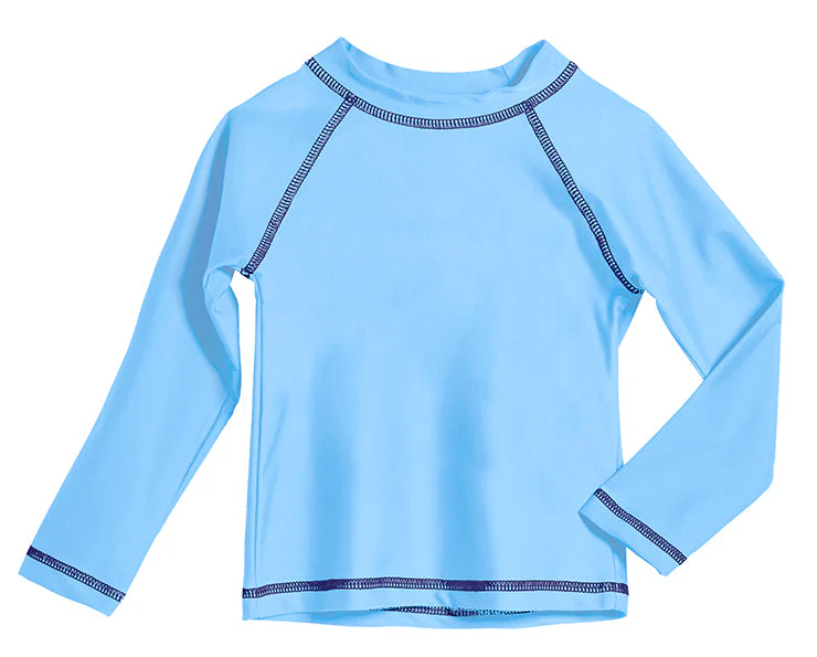 Boys UPF 50+ Long Sleeve Rashguard | Bright Light Blue - Drispect