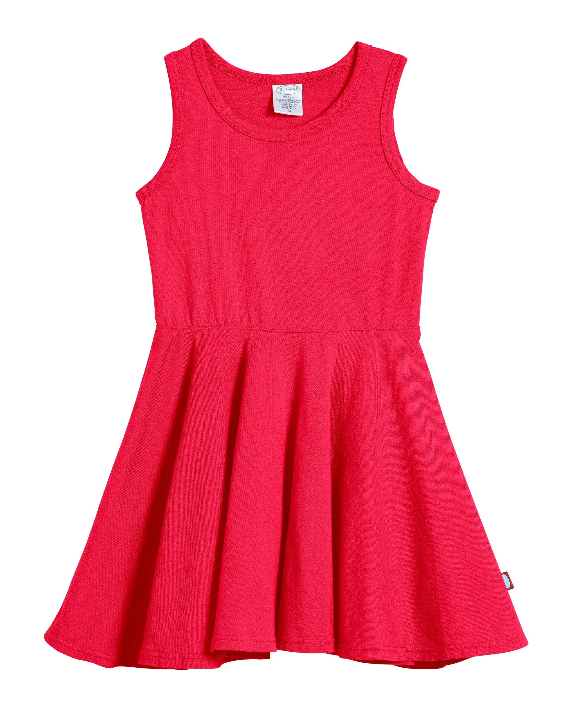 Girls Soft Cotton Jersey Twirly Tank Dress  | Candy Apple - Drispect