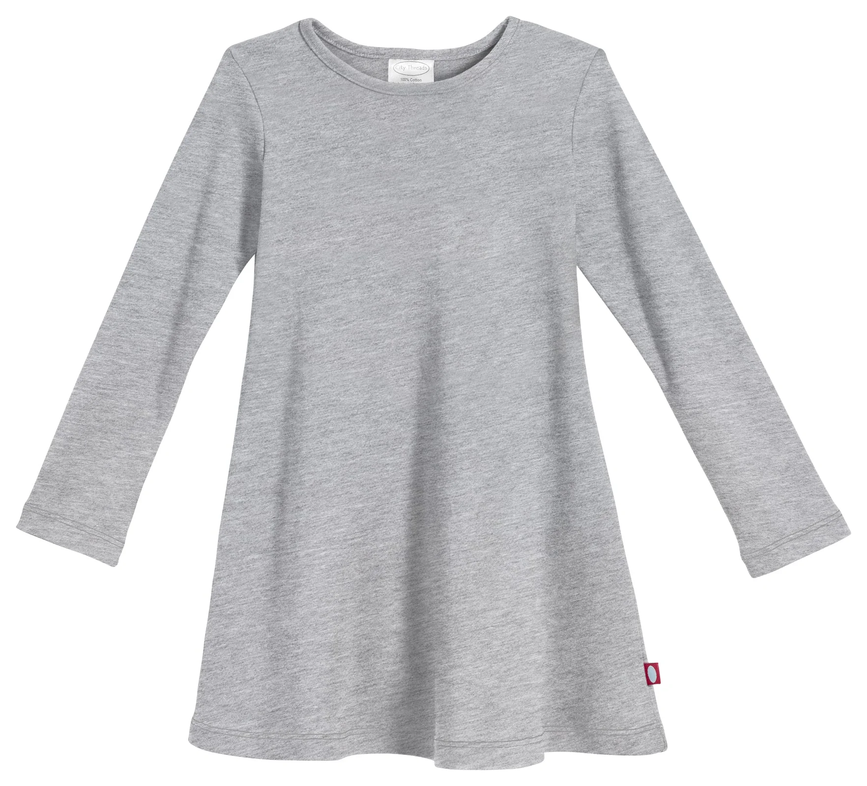 Girls Soft Cotton Long Sleeve Baby Rib Dress | Heather Gray - Drispect