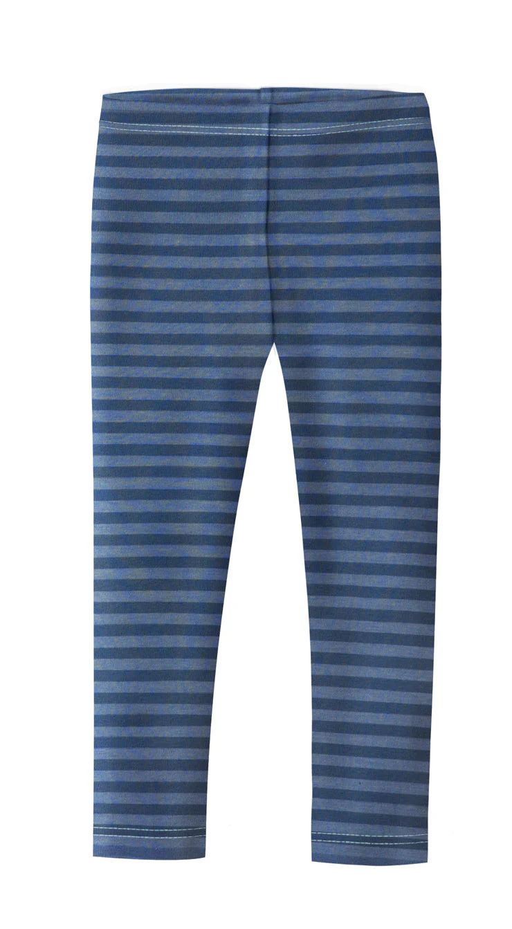 Girls Soft Stripe Leggings  | Midnight Blue - Drispect