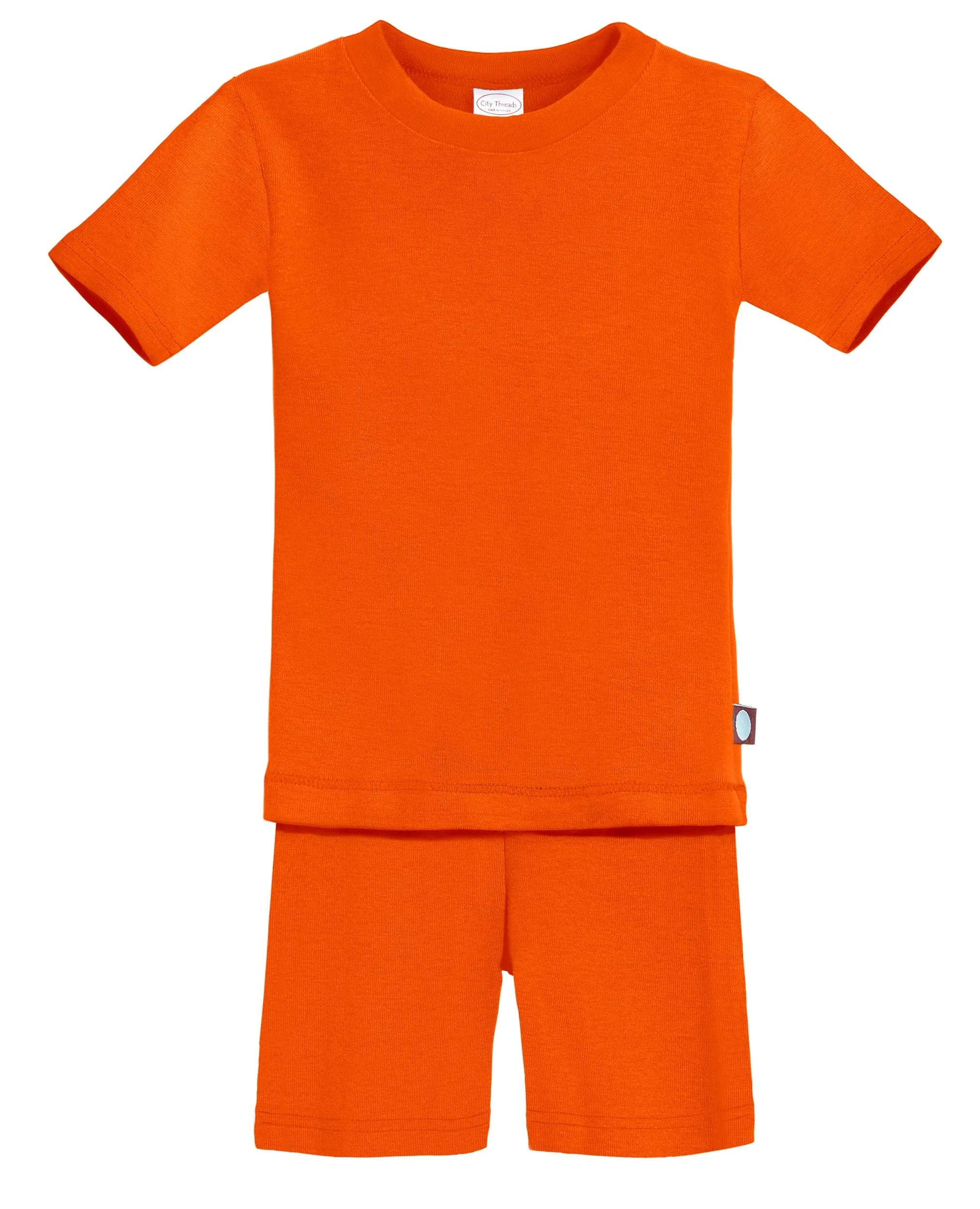 Boys and Girls Soft Organic Cotton Short Sleeve Snug Fit Pajama Set | Orange - Drispect