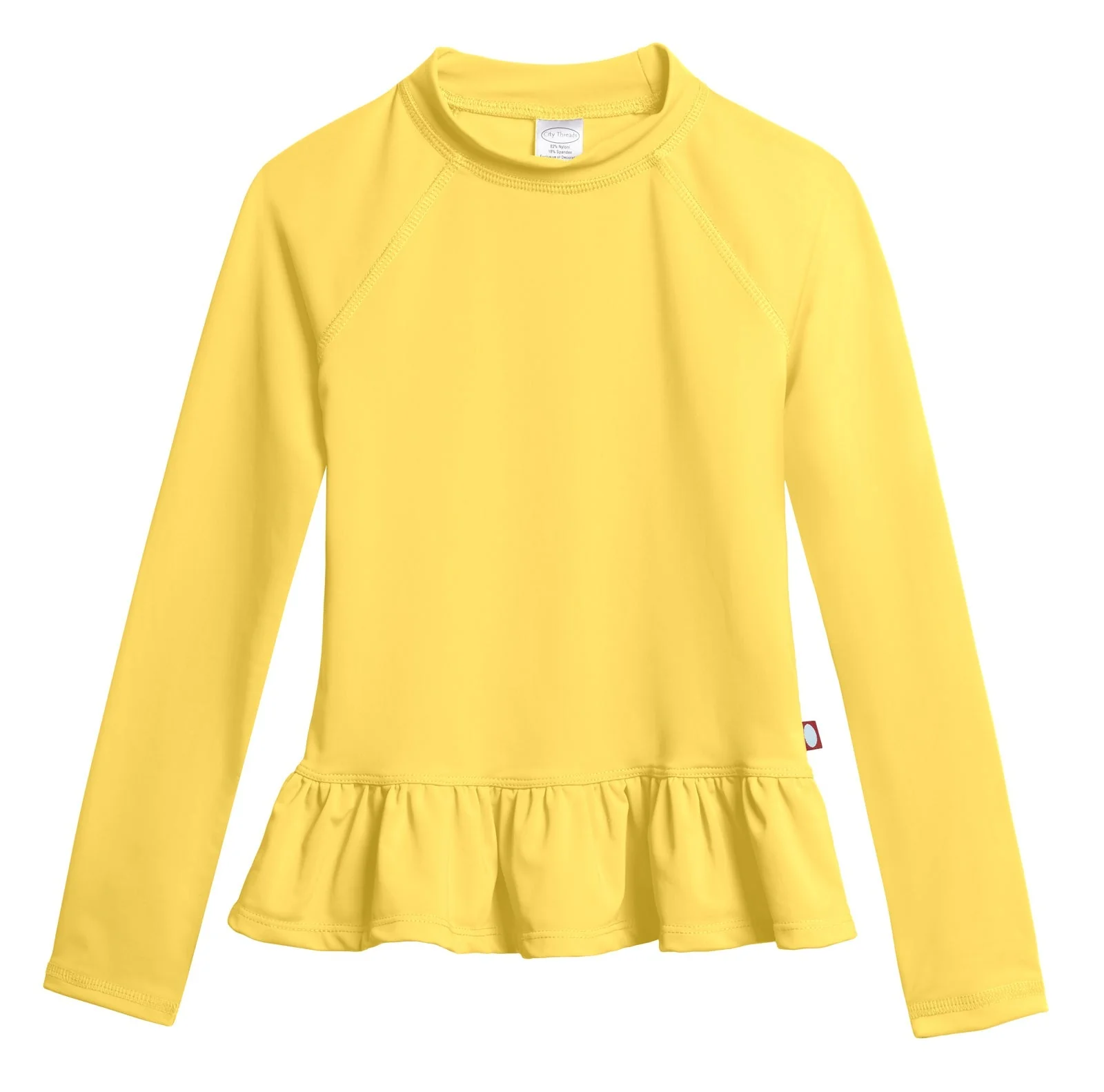 Girls UPF 50+ Peplum Long Sleeve Rashguard | Yellow - Drispect