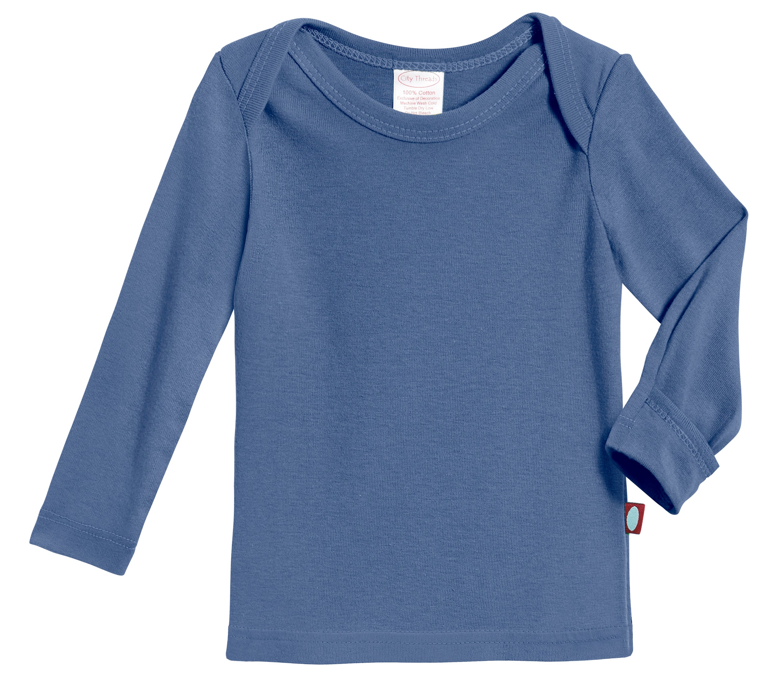 Super-Soft Organic Cotton Baby Rib Long Sleeve Lap Tee| Smurf - Drispect