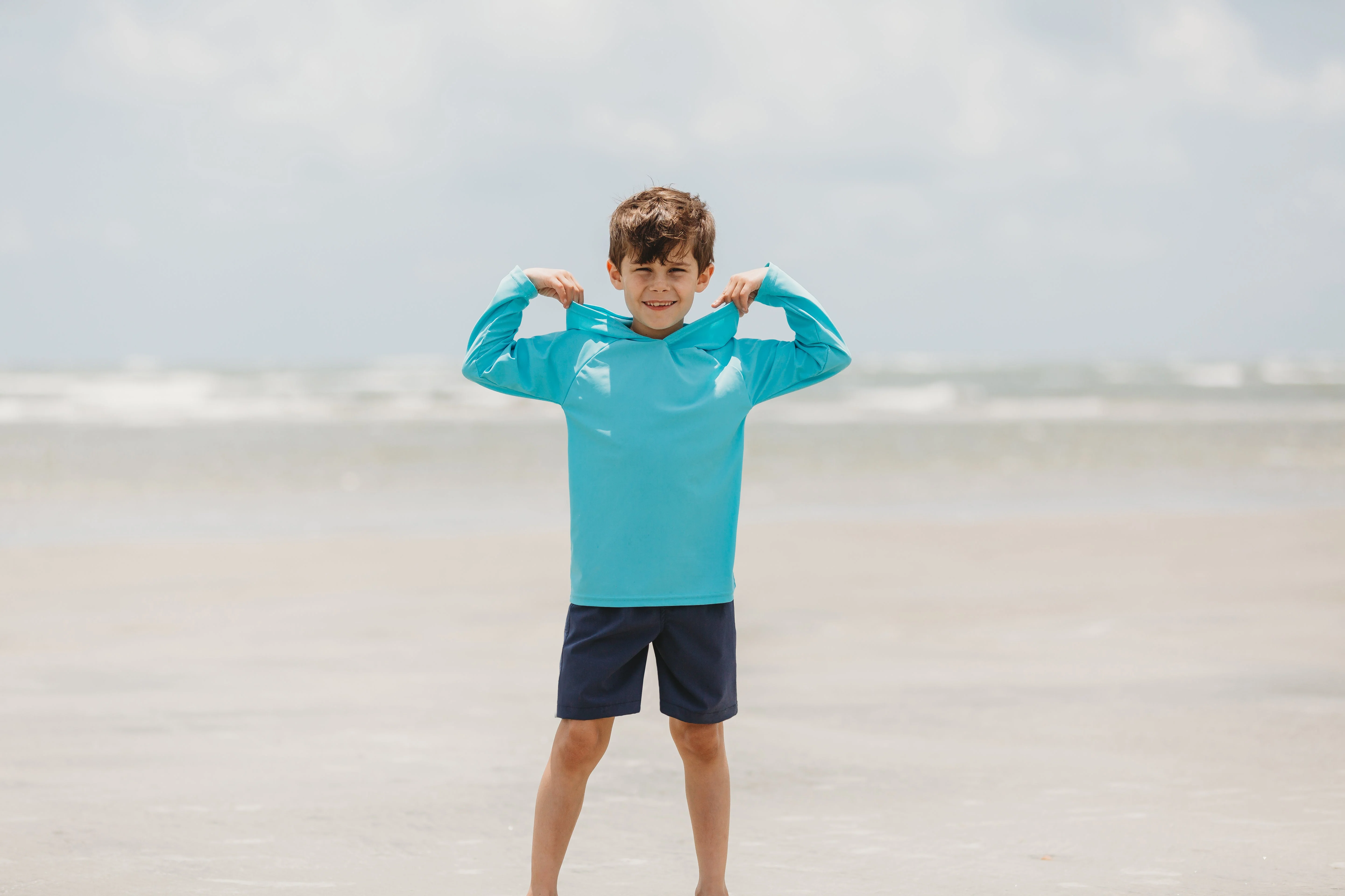 Boys UPF 50+ Soft Stretch Club Swim Trunks  - Above The Knee Fit | Black - Drispect