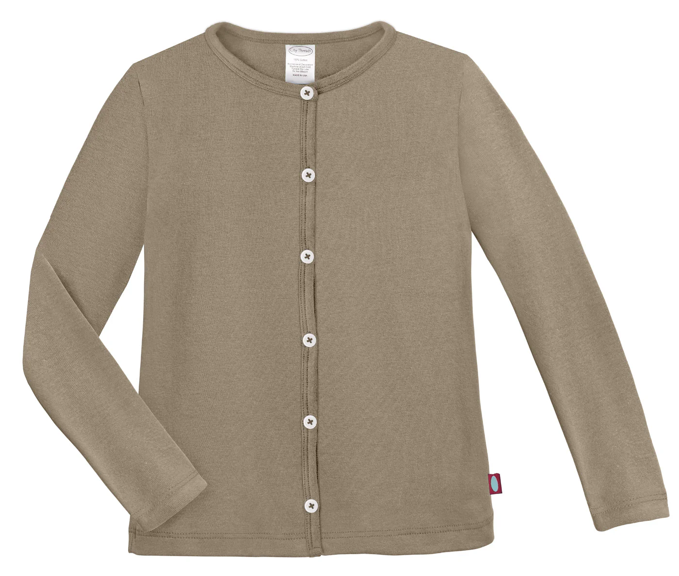 Girls Soft Cotton Button-Down Cardigan | Dark khaki - Drispect