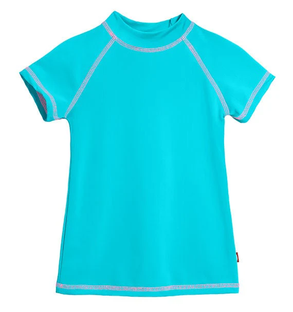 Girls UPF 50+ Short Sleeve Rashguard | Turquoise - Drispect