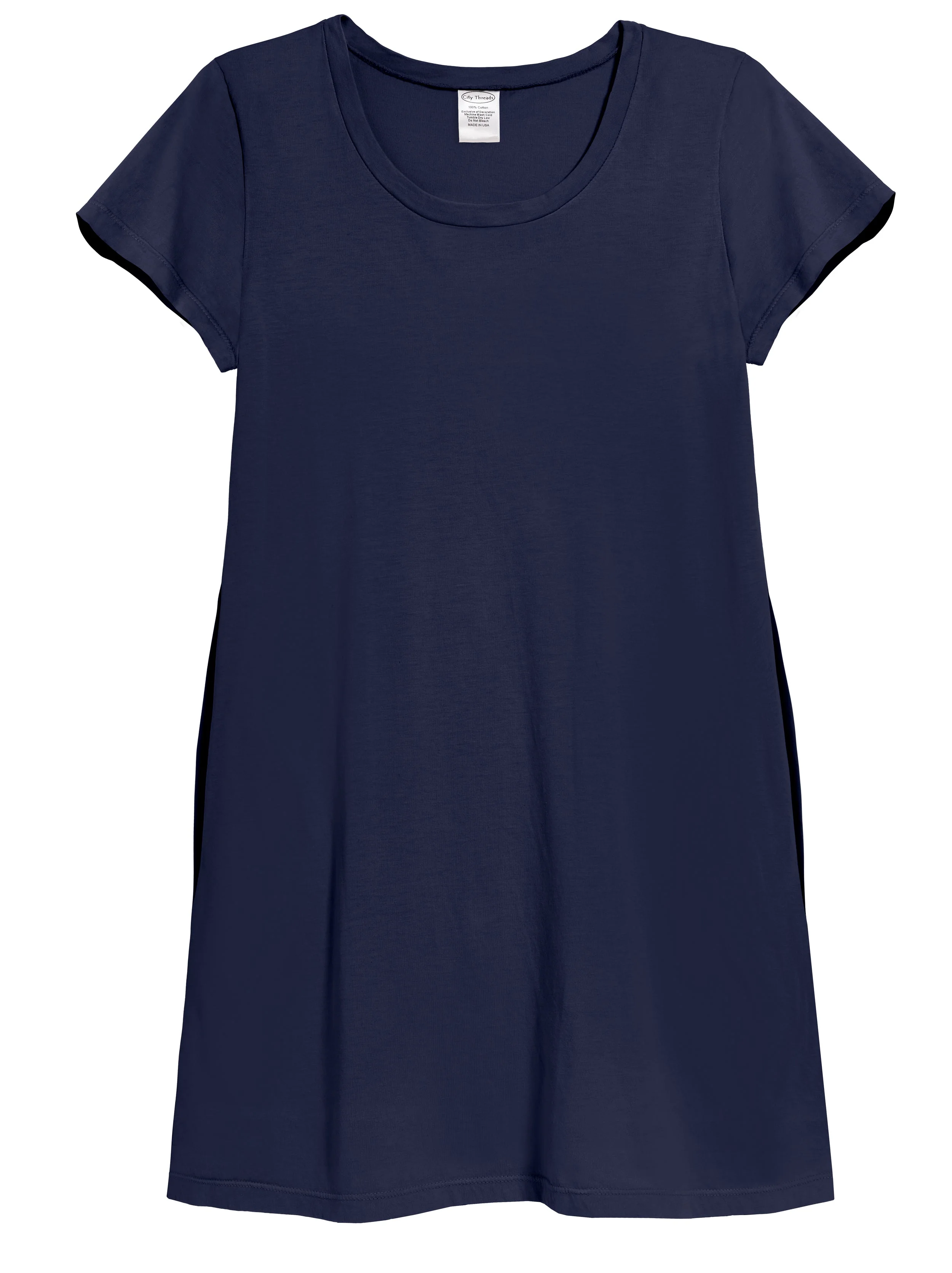 Women's Soft Supima Cotton Easy Cover-Up T-Shirt Pocket Dress | Navy - Drispect