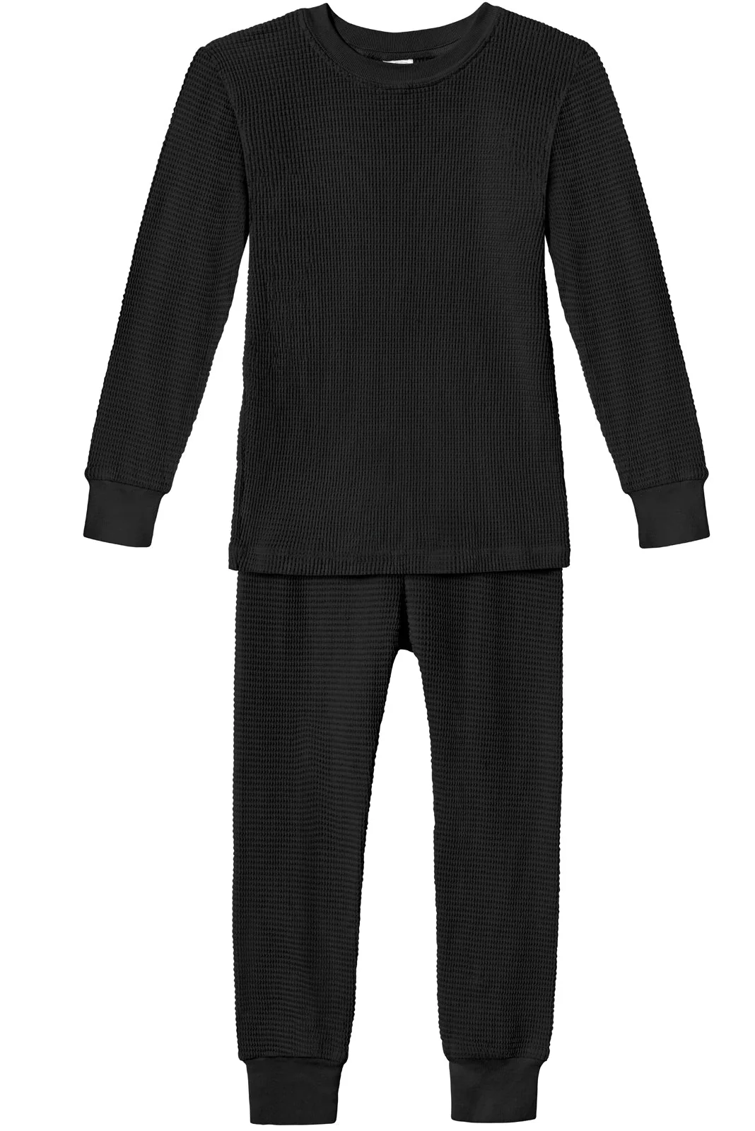 Boys and Girls 100% Cotton Soft & Warm Heavier Thermal Long John Set | Black - Drispect