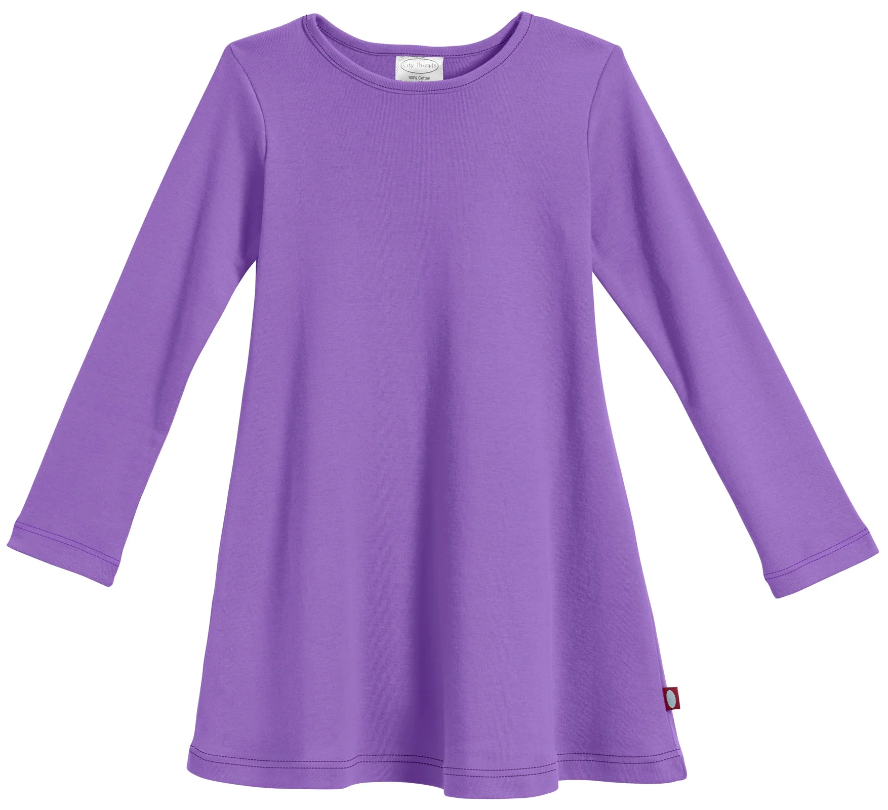 Girls Soft Cotton Long Sleeve Baby Rib Dress | Deep Purple - Drispect