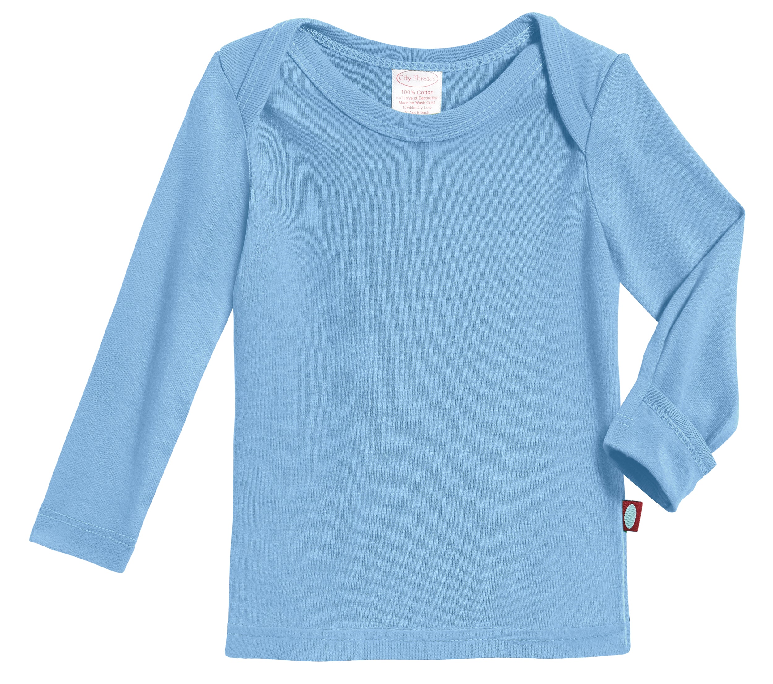 Super-Soft Organic Cotton Baby Rib Long Sleeve Lap Tee| Bright Light Blue - Drispect