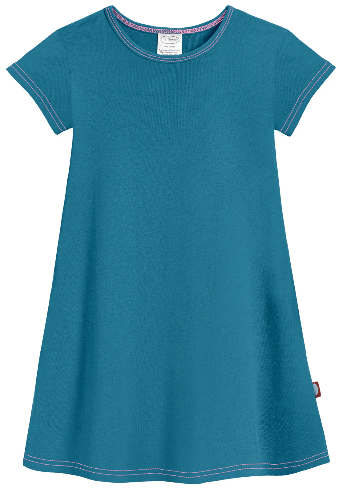 Girls Soft Cotton Jersey Cap Sleeve Dress | Teal - Drispect