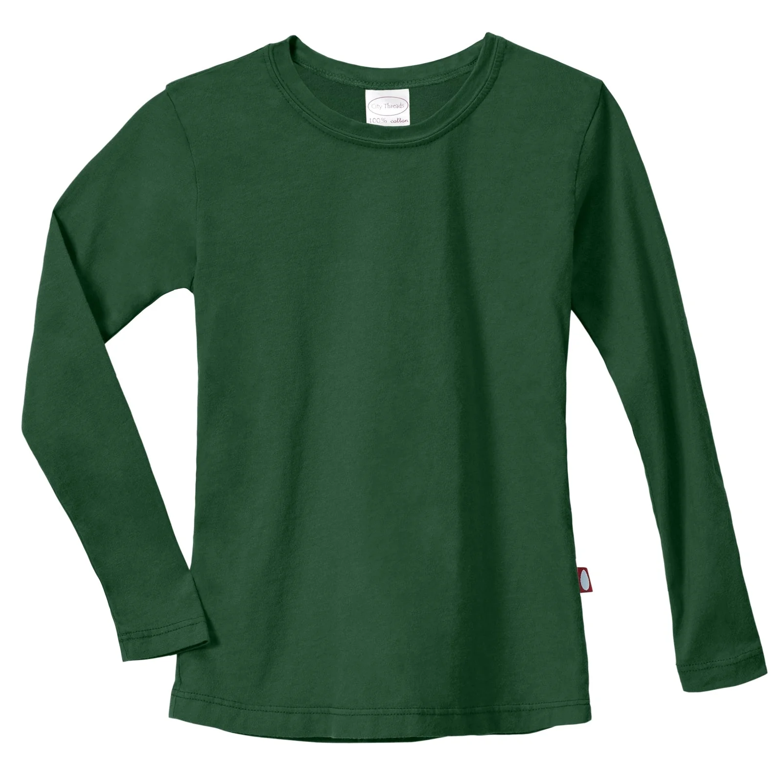 Girls Soft Cotton Jersey Long Sleeve Tee | Forest Green - Drispect