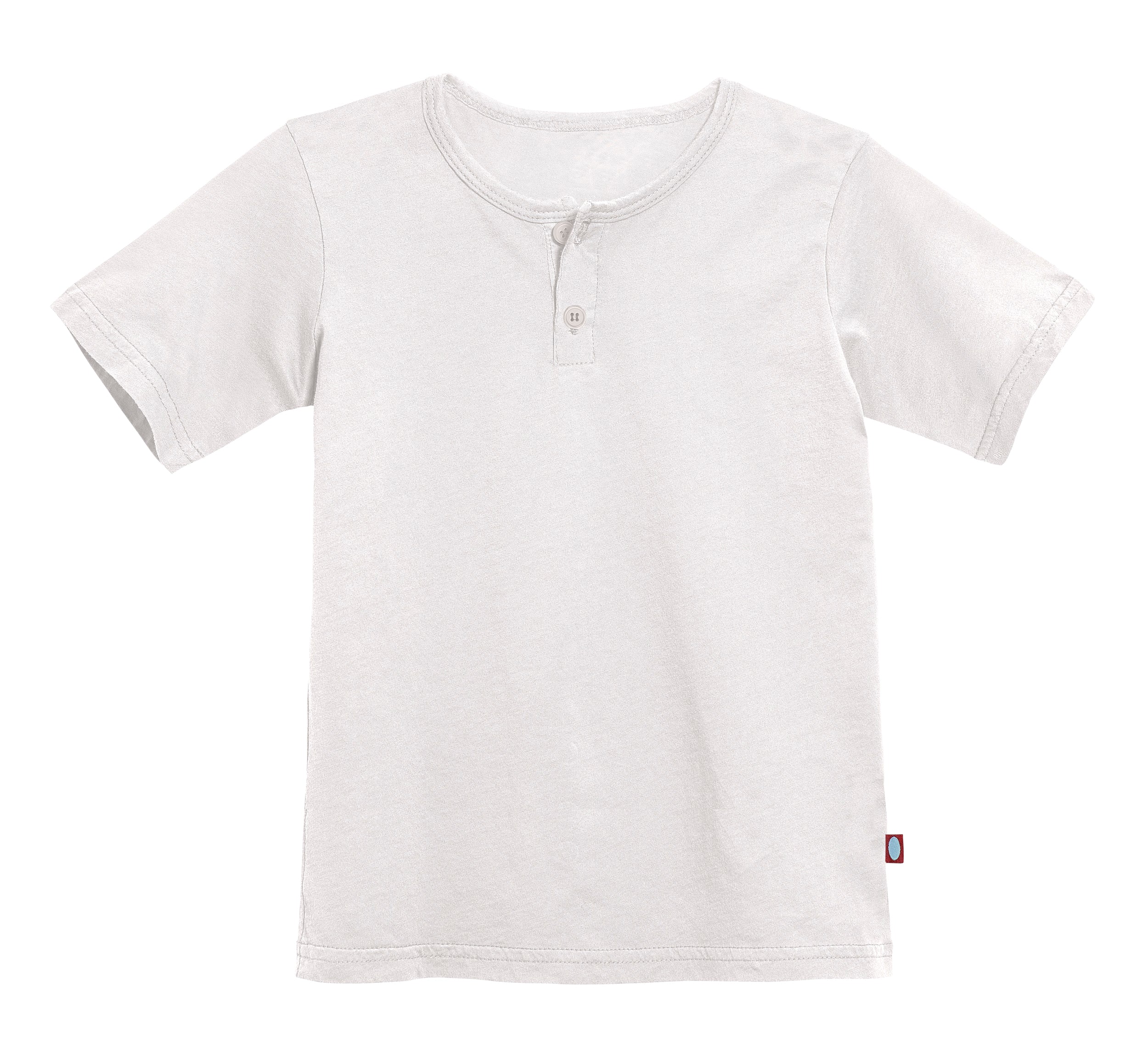 Boys Soft Organic Cotton Jersey Short Sleeve Henley Tee | White - Drispect