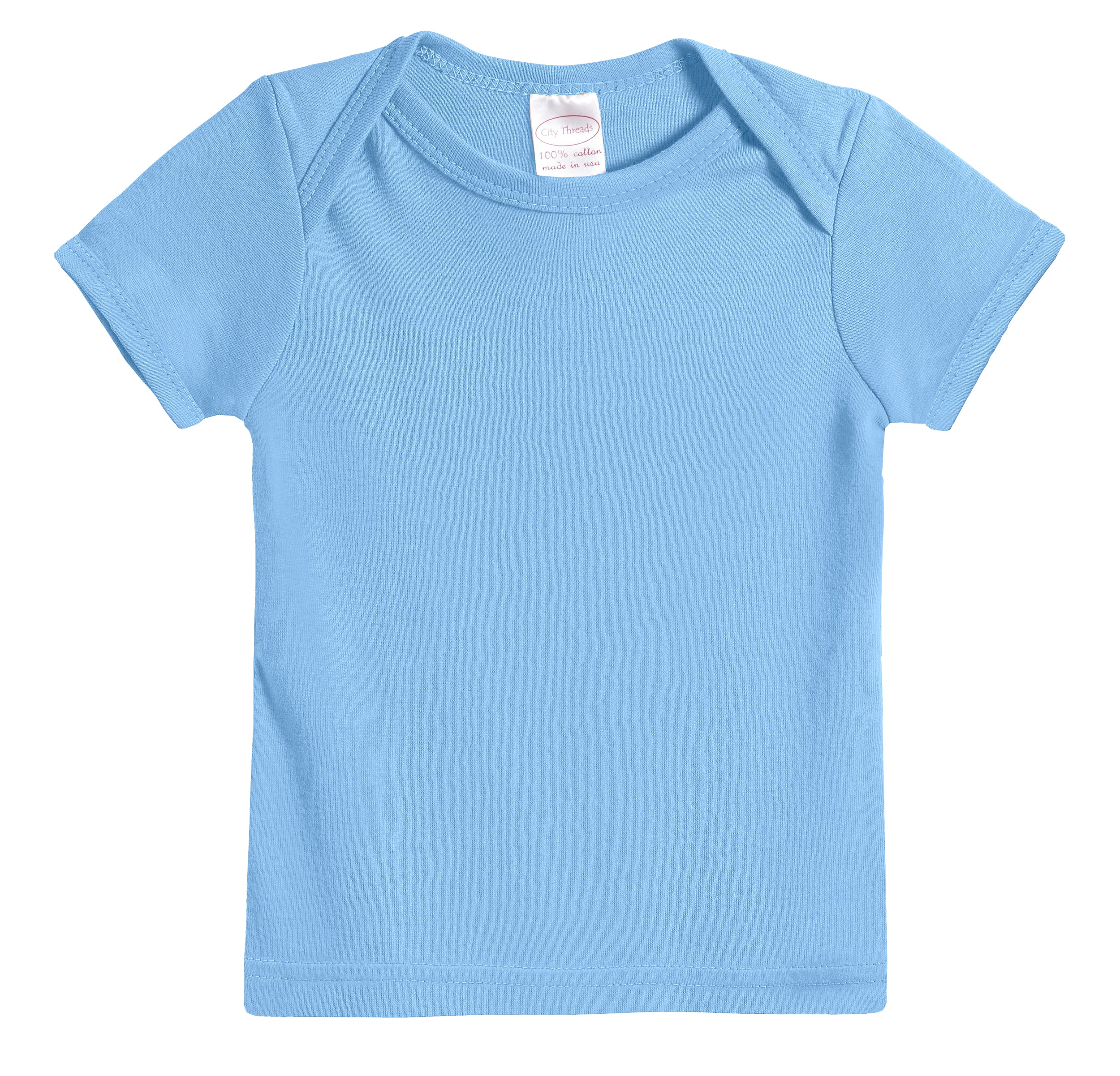 Super-Soft Organic Cotton Baby Rib Short Sleeve Lap Tee| Bright Light Blue - Drispect