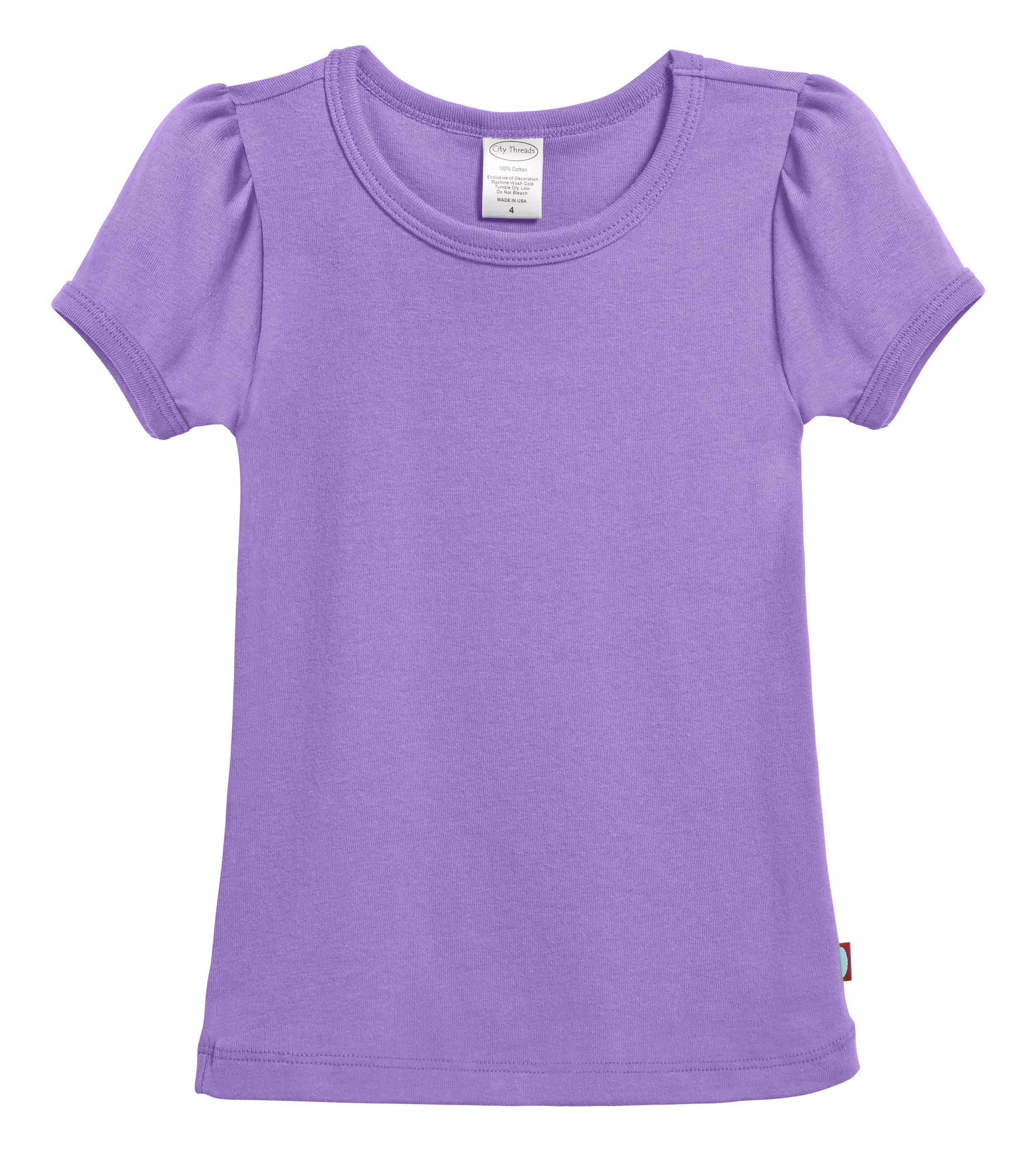 Girls Soft Cotton Short Sleeve Puff Tee  | Deep Purple - Drispect