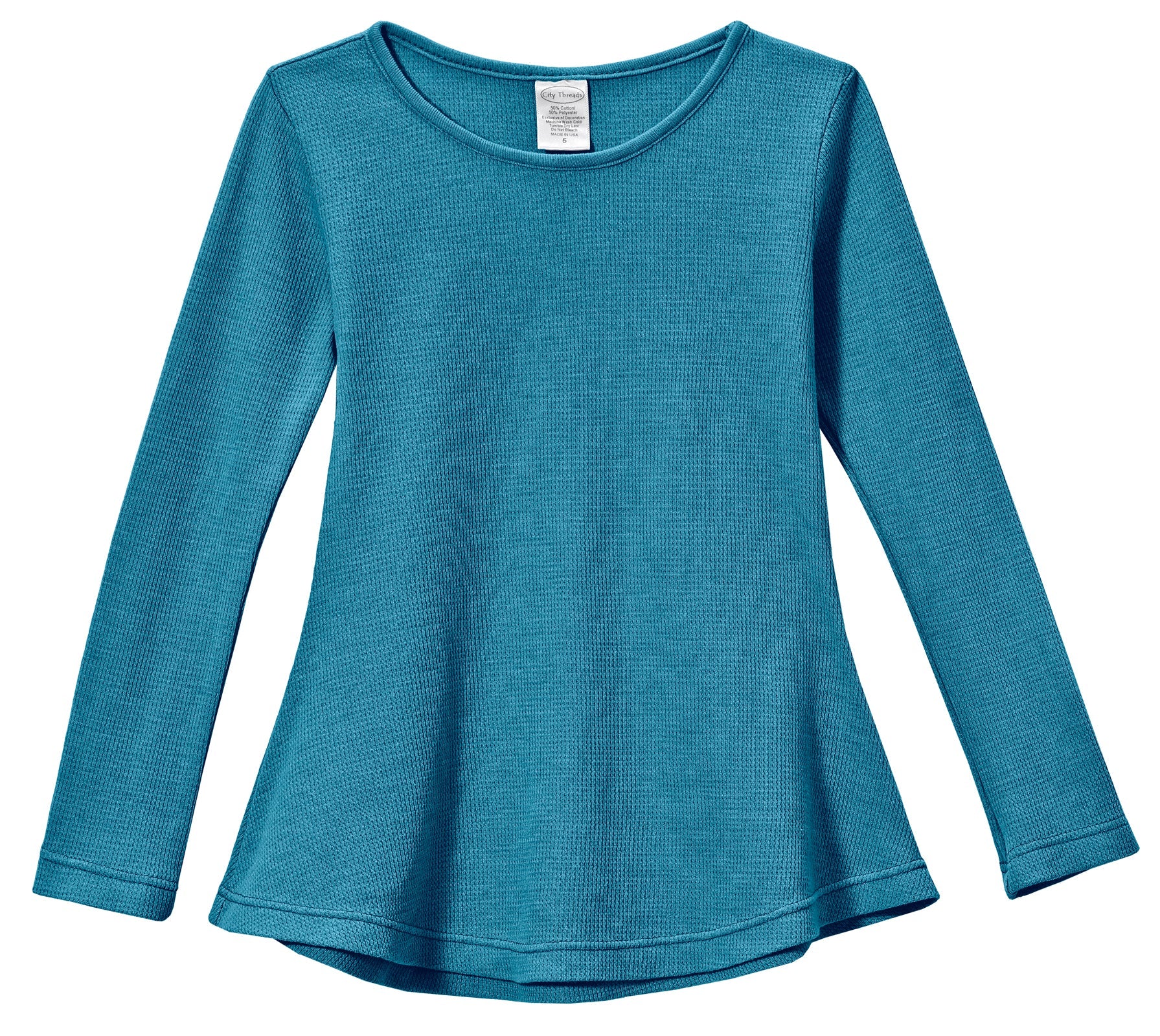 Girls Soft & Cozy Thermal Long Sleeve Tunic | Teal - Drispect
