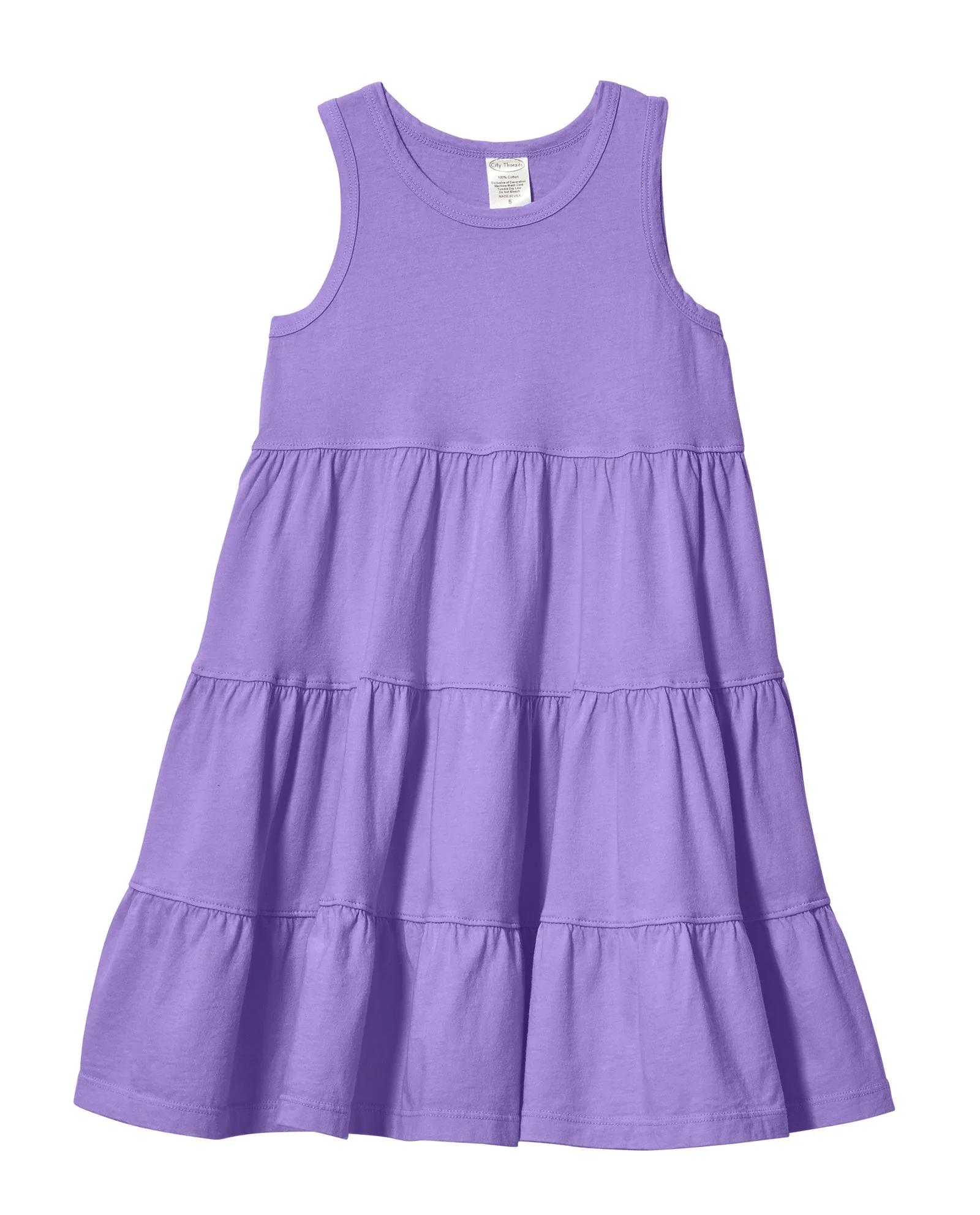 Girls Soft Cotton Jersey Tiered Tank Dress | Deep Purple - Drispect