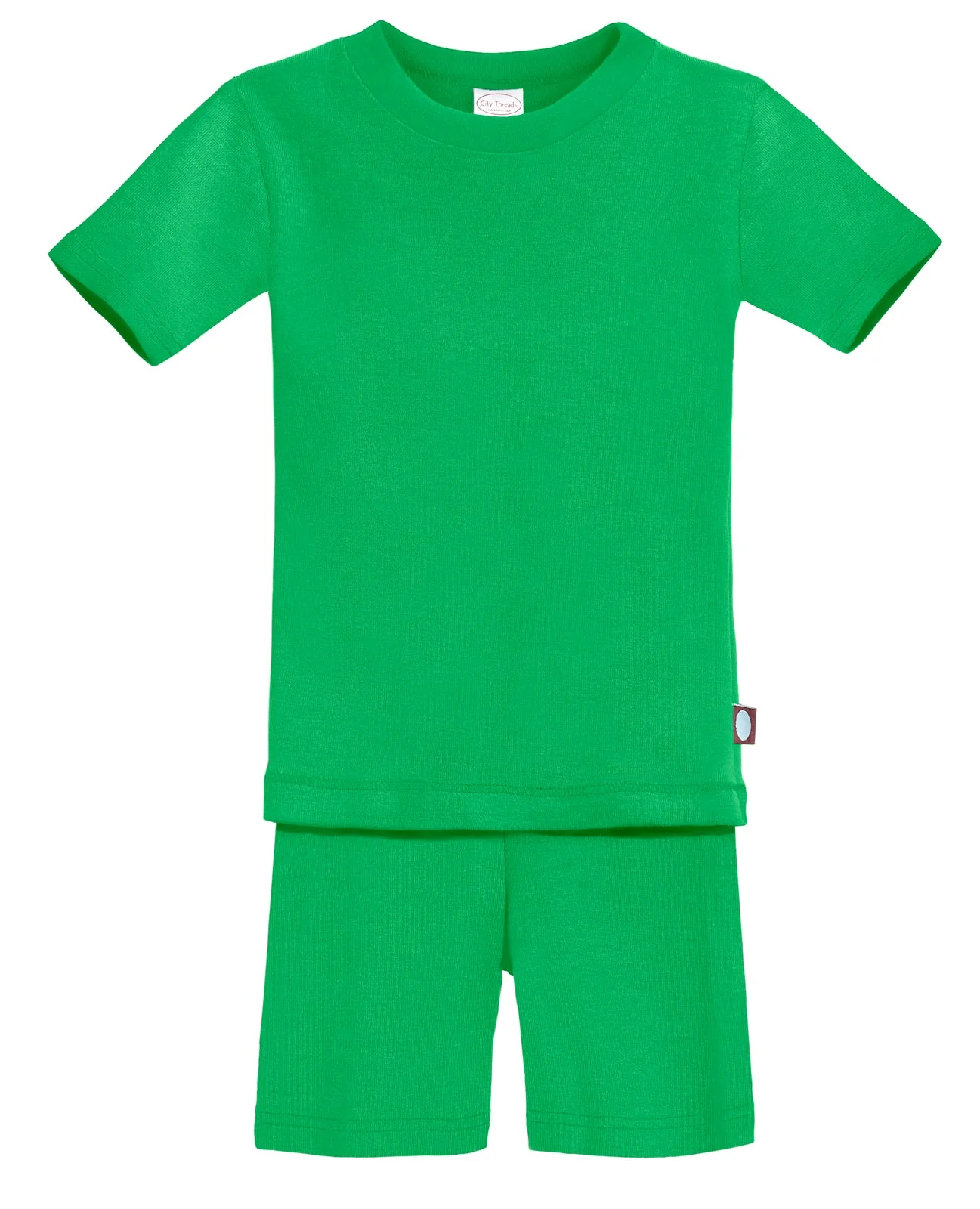 Boys and Girls Soft Organic Cotton Short Sleeve Snug Fit Pajama Set | Elf Green - Drispect