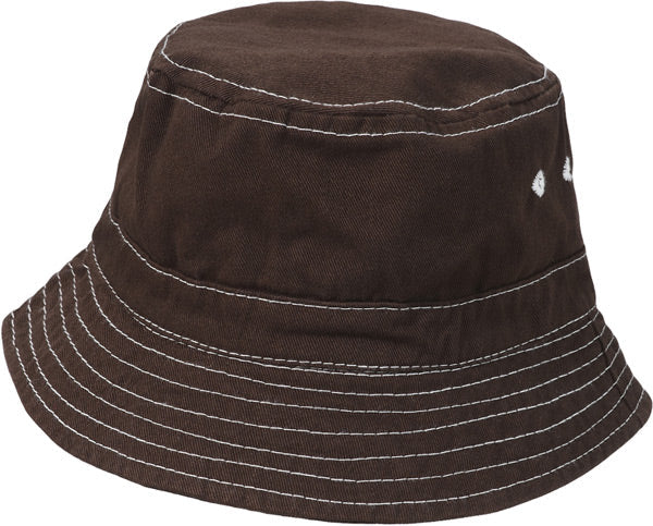 Boys and Girls 100% Cotton Twill UPF 50+ Wharf Hat | Chocolate Brown (Dyed & Finished in USA*) - Drispect