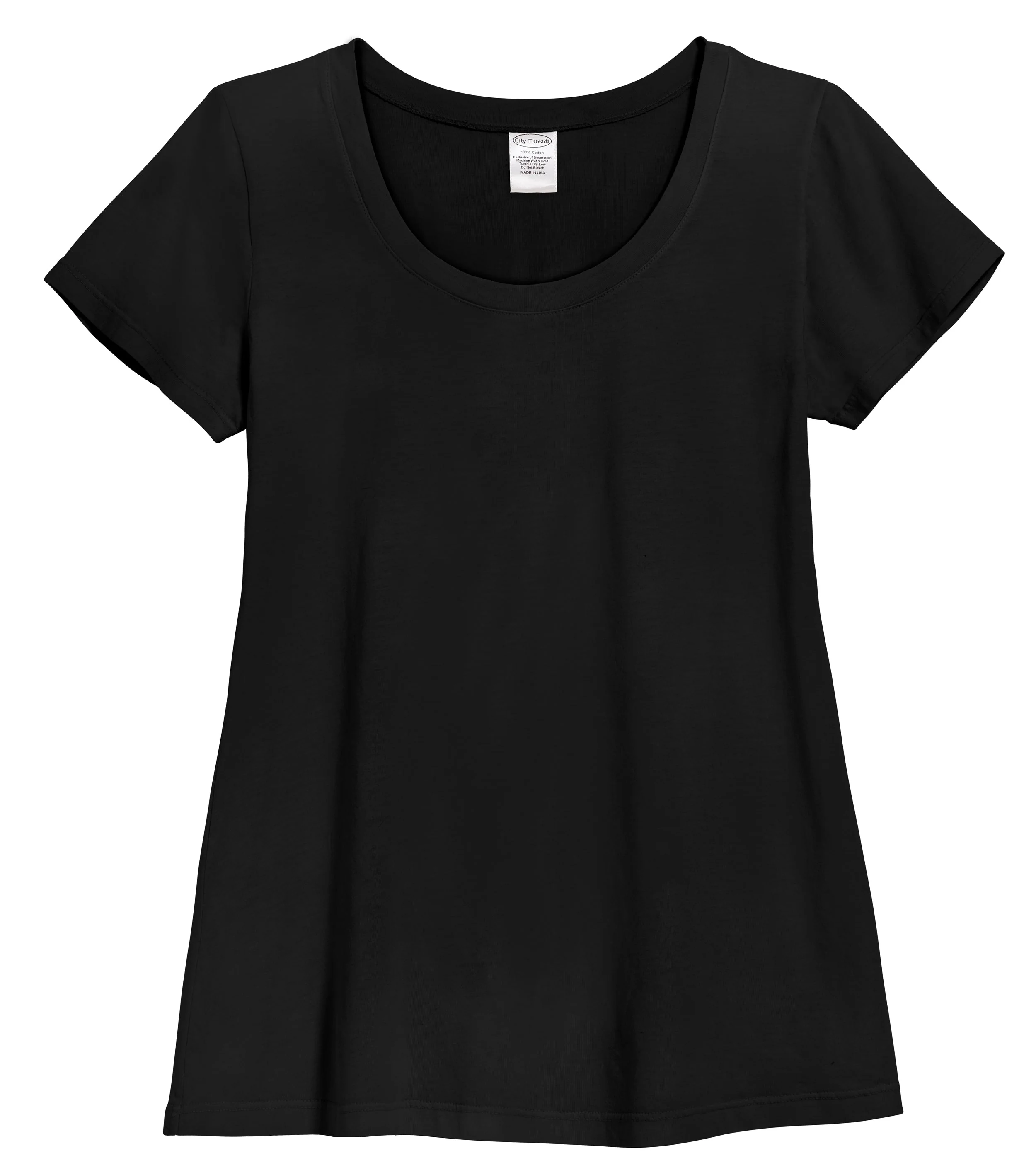 Women's Soft Supima Cotton Short Sleeve Everyday Comfy Crew Tee | Black - Drispect