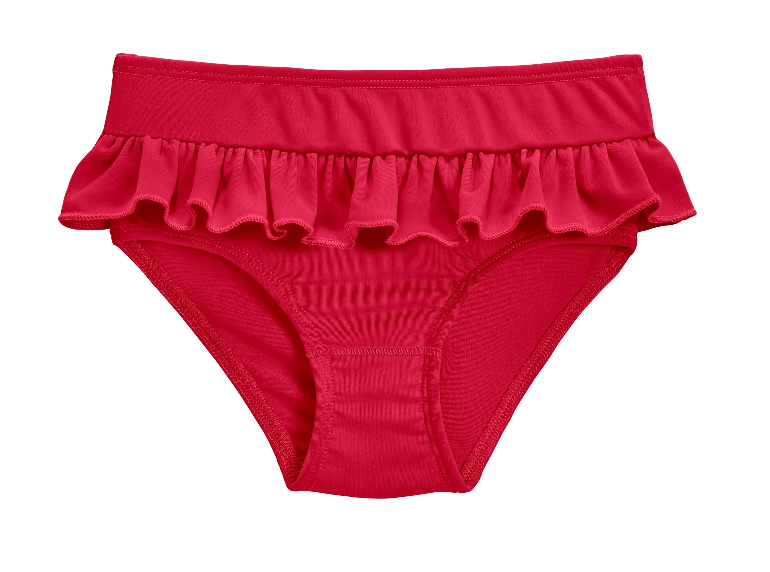 Girls UPF 50+ Ruffle Swim Briefs | Red - Drispect