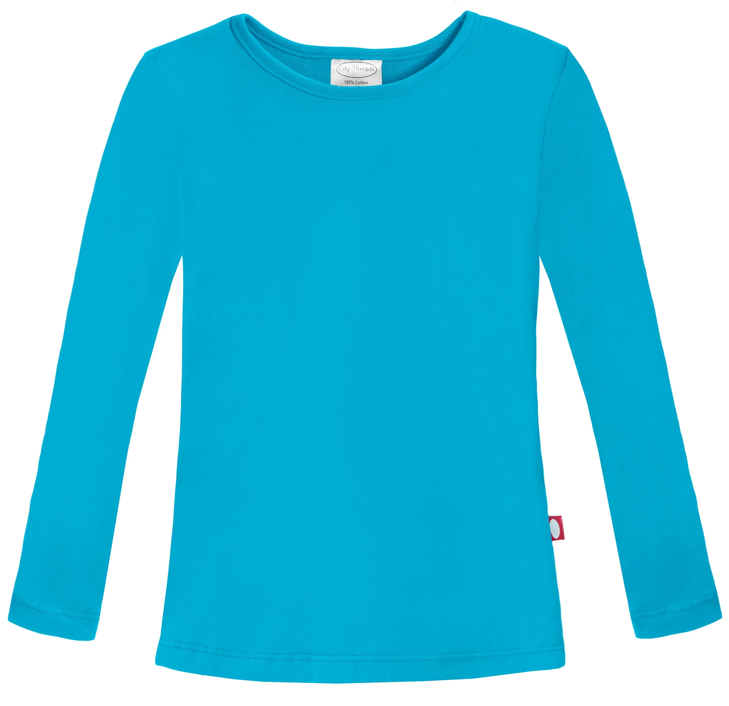 Girls Soft Cotton Jersey Long Sleeve Tee | Turquoise - Drispect