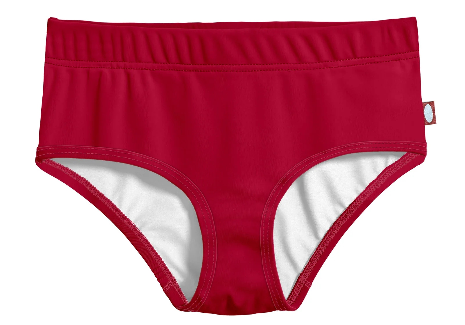 Girls UPF 50+ Lined High-Waisted Swim Briefs | Red - Drispect