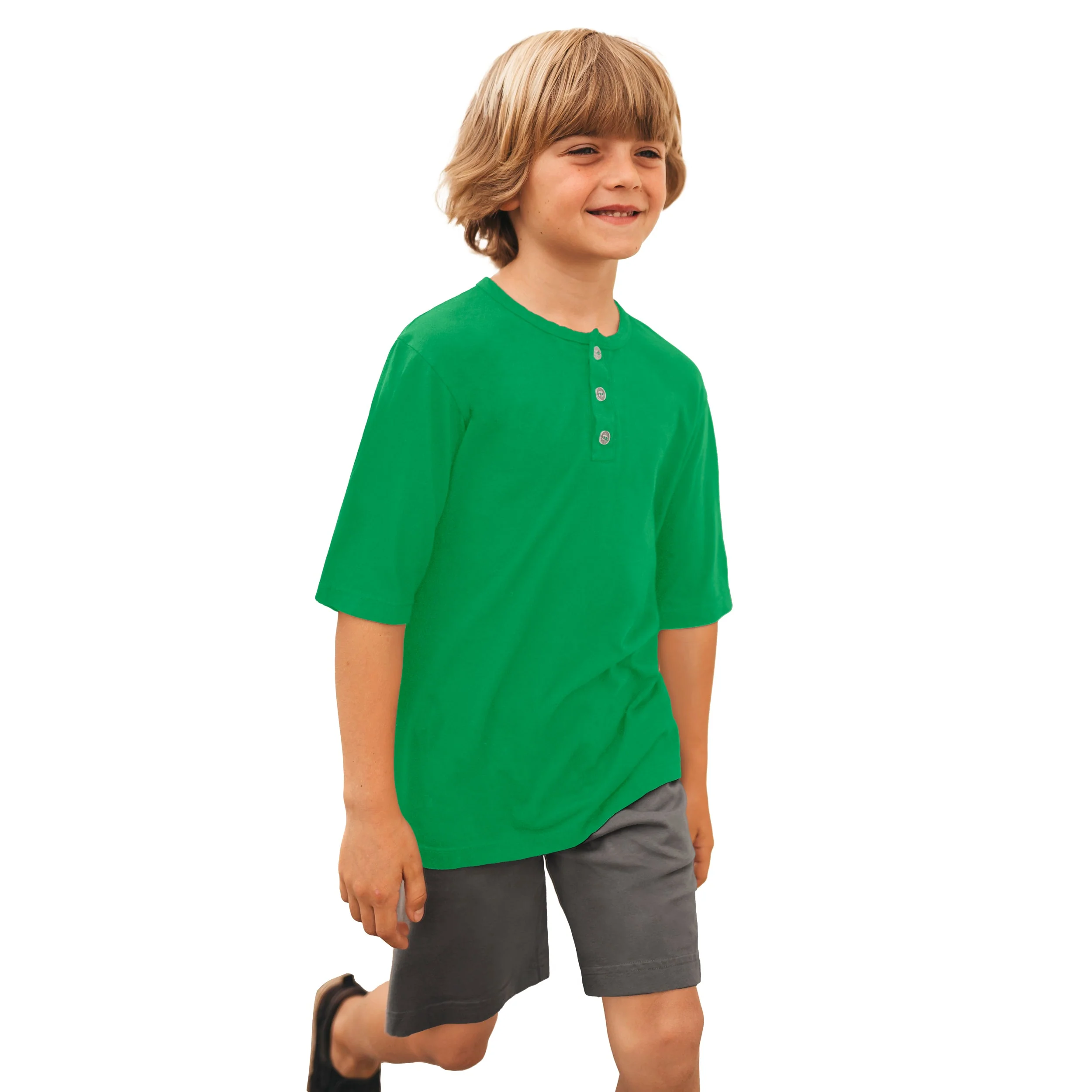 Boys Soft Organic Cotton Jersey Short Sleeve Henley Tee | ELF - Drispect