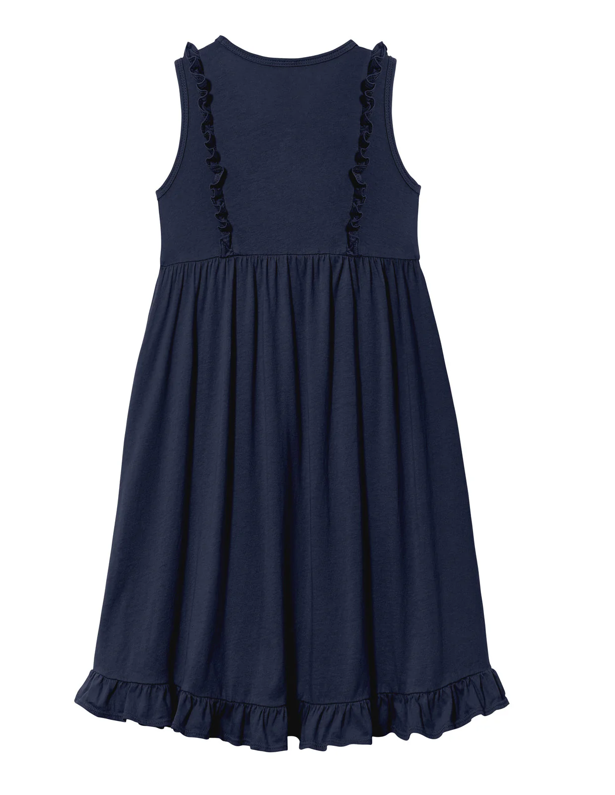 Girls Soft Cotton Jersey Flutter Tank Dress | Navy - Drispect