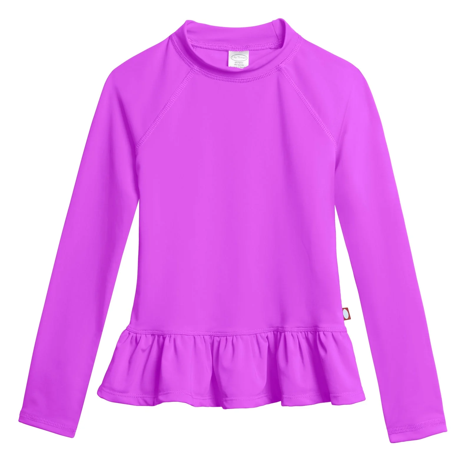 Girls UPF 50+ Peplum Long Sleeve Rashguard | Deep Purple - Drispect
