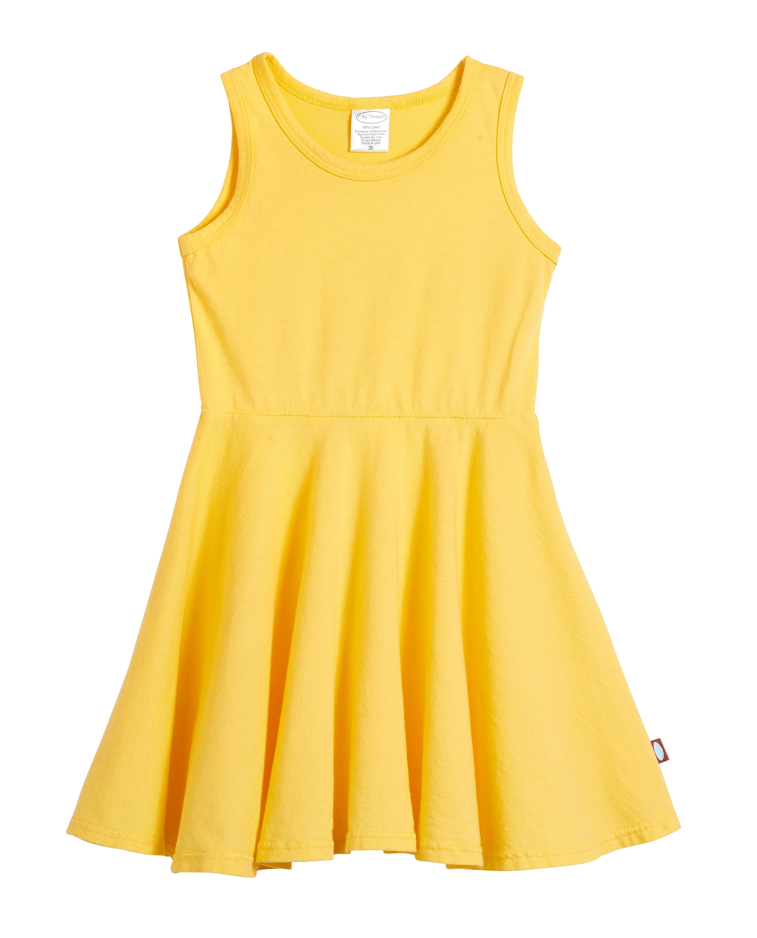 Girls Soft Cotton Jersey Twirly Tank Dress  | Yellow - Drispect