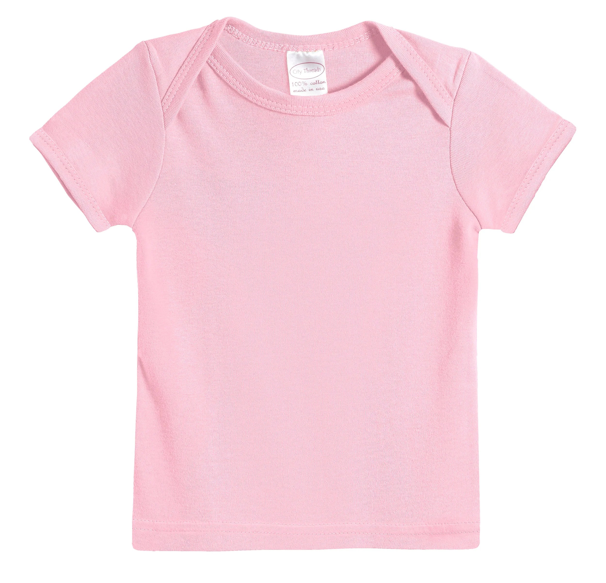 Super-Soft Organic Cotton Baby Rib Short Sleeve Lap Tee| Bright Light Pink - Drispect
