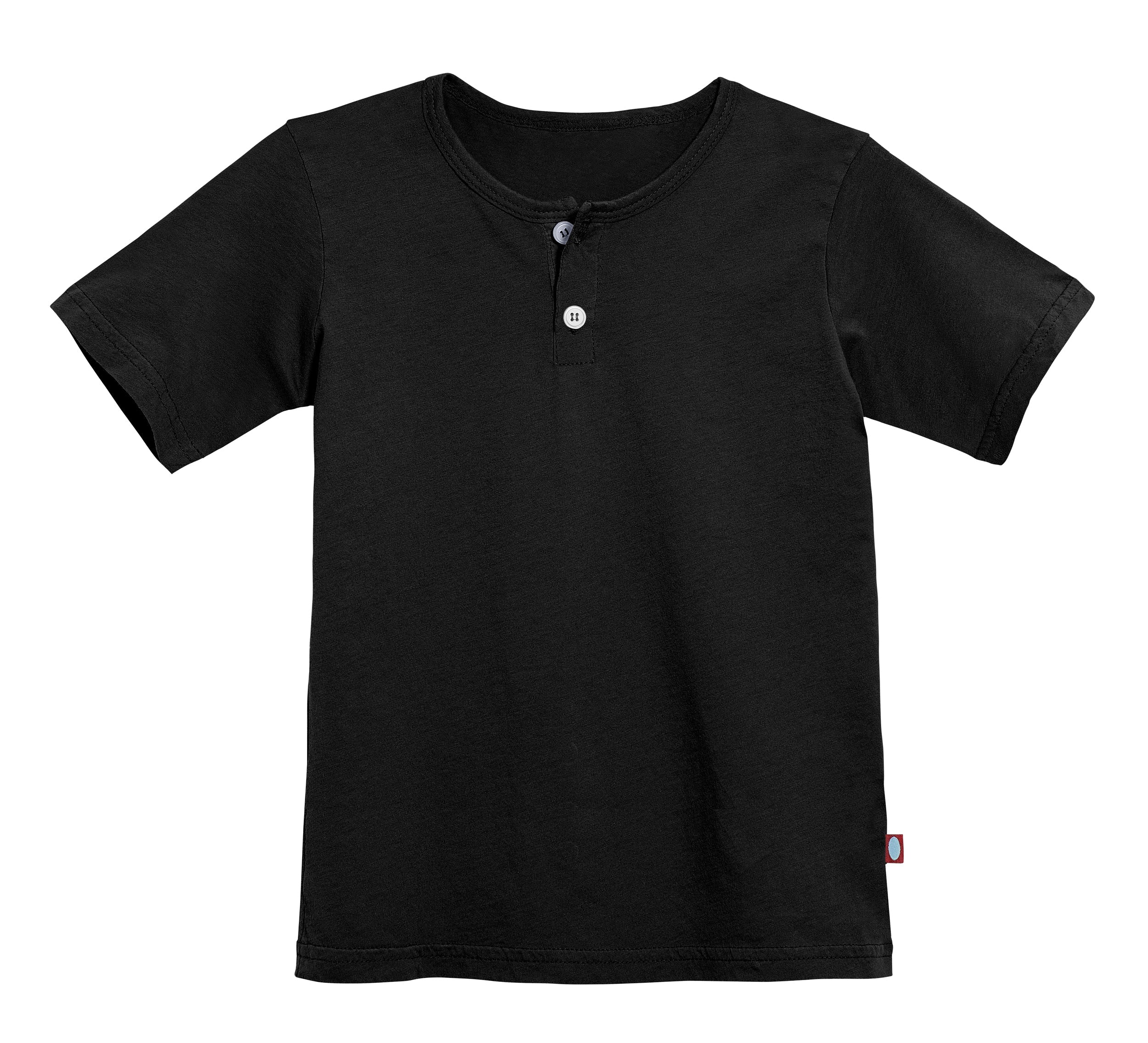 Boys Soft Organic Cotton Jersey Short Sleeve Henley Tee | Black - Drispect