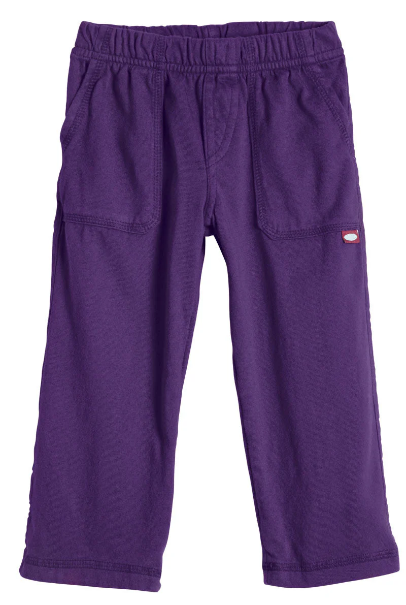 Boys Soft Cotton 3-Pocket Jersey Pants - UPF 50+ | Purple - Drispect