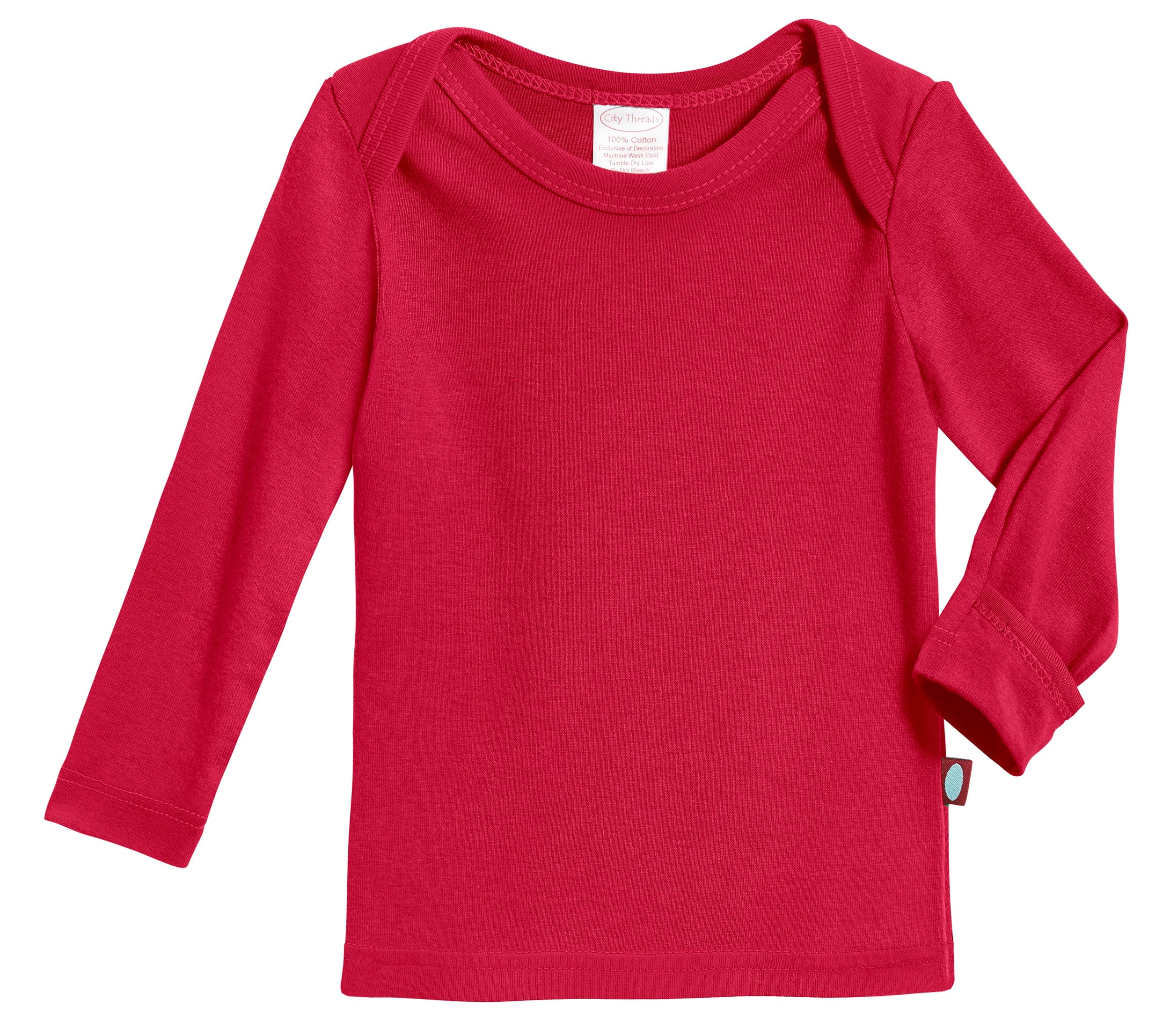 Super-Soft Organic Cotton Baby Rib Long Sleeve Lap Tee| Candy Apple - Drispect
