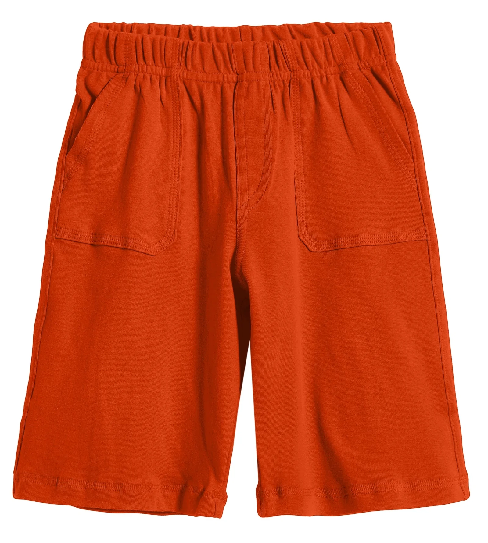 Boys Soft Cotton UPF 50+ 3 -Pocket Jersey Shorts | Orange - Drispect