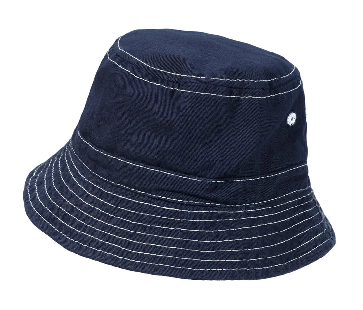 Boys and Girls 100% Cotton Twill UPF 50+ Wharf Hat | Midnight Blue (Dyed & Finished in USA*) - Drispect