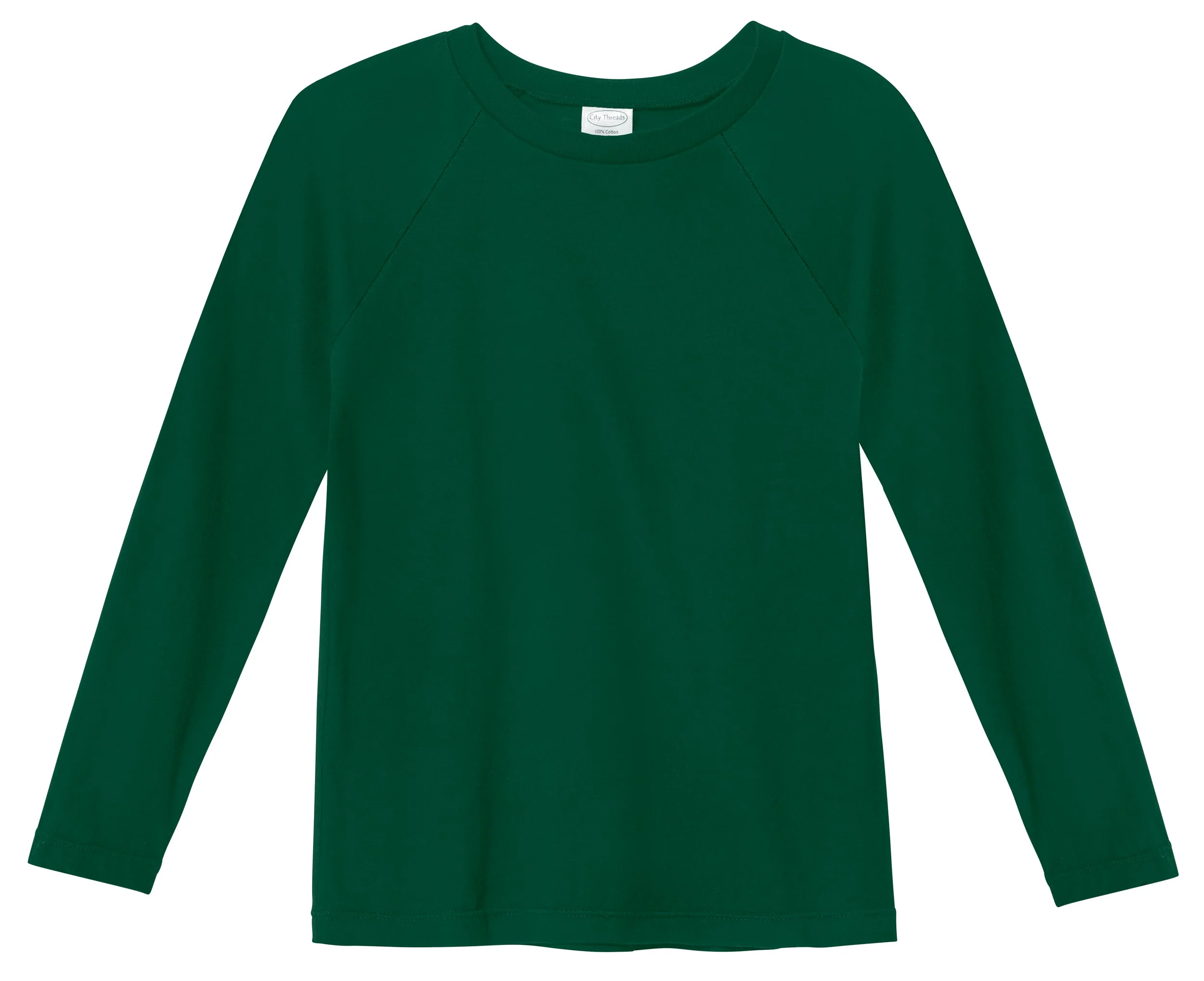 Boys Super-Soft 100% Organic Cotton Raglan Long Sleeve Tee | Forest Green - Drispect
