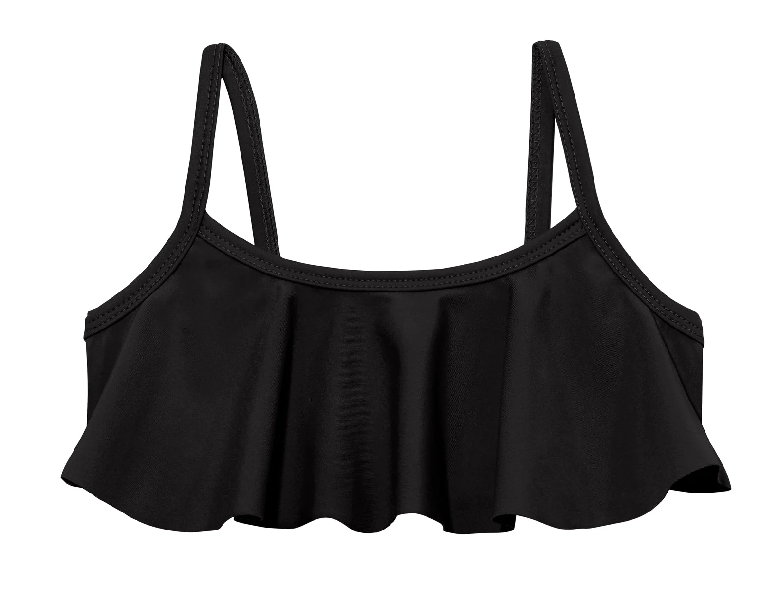 Girls UPF 50+ Flounce Bikini Top | Black - Drispect