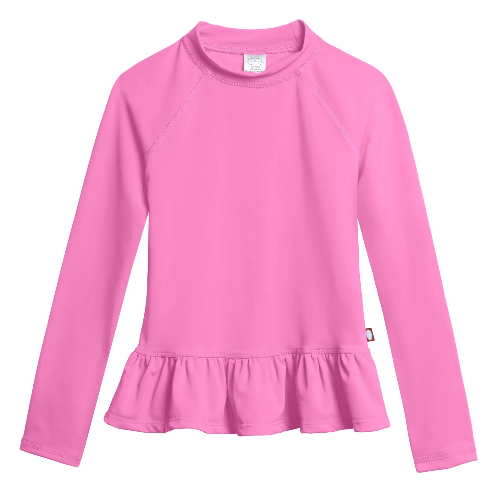 Girls UPF 50+ Peplum Long Sleeve Rashguard | Medium Pink - Drispect