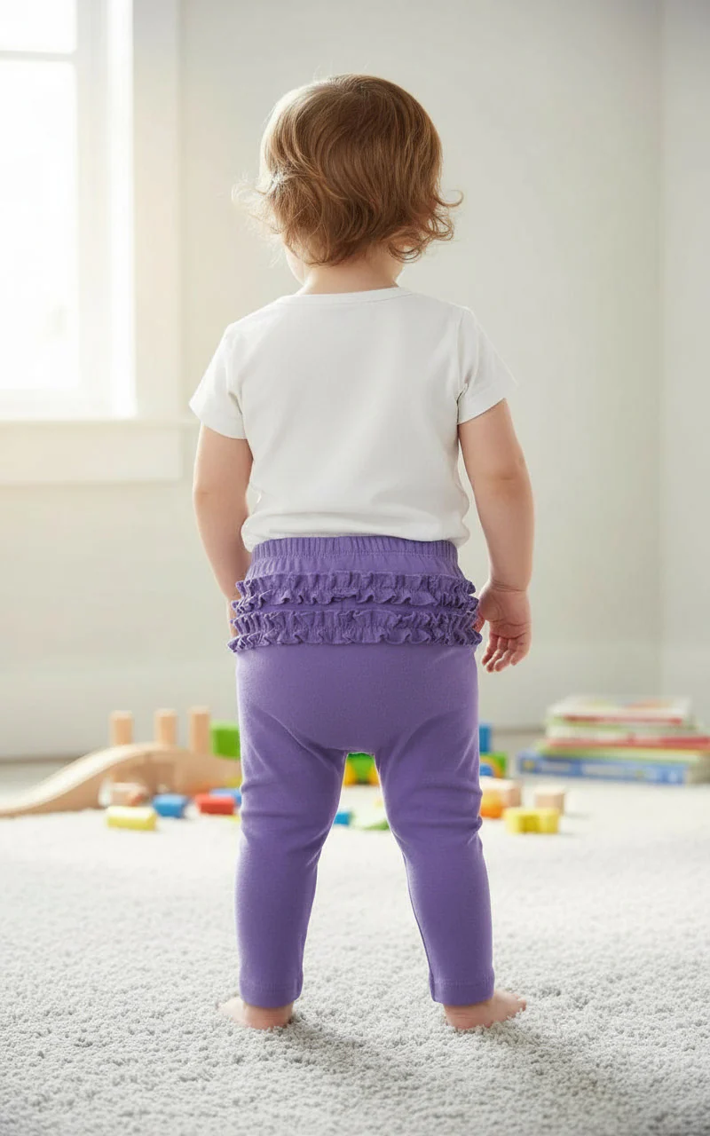 Baby Ruffle Butt Soft Cotton Leggings | Deep Purple - Drispect